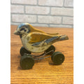 Antique c1920 Steiff Pick Spatz Wood Sparrow Bird Pull Toy Button Rare 5.75"