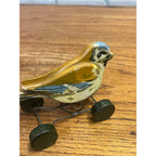 Antique c1920 Steiff Pick Spatz Wood Sparrow Bird Pull Toy Button Rare 5.75"