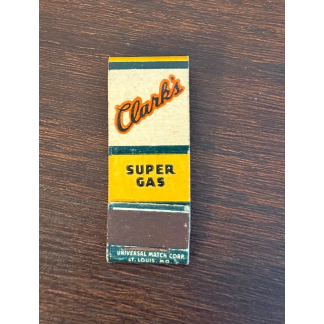 Vintage Clark's Super Service Station Gas Pump UNSTRUCK Matchbook FULL Wis WI