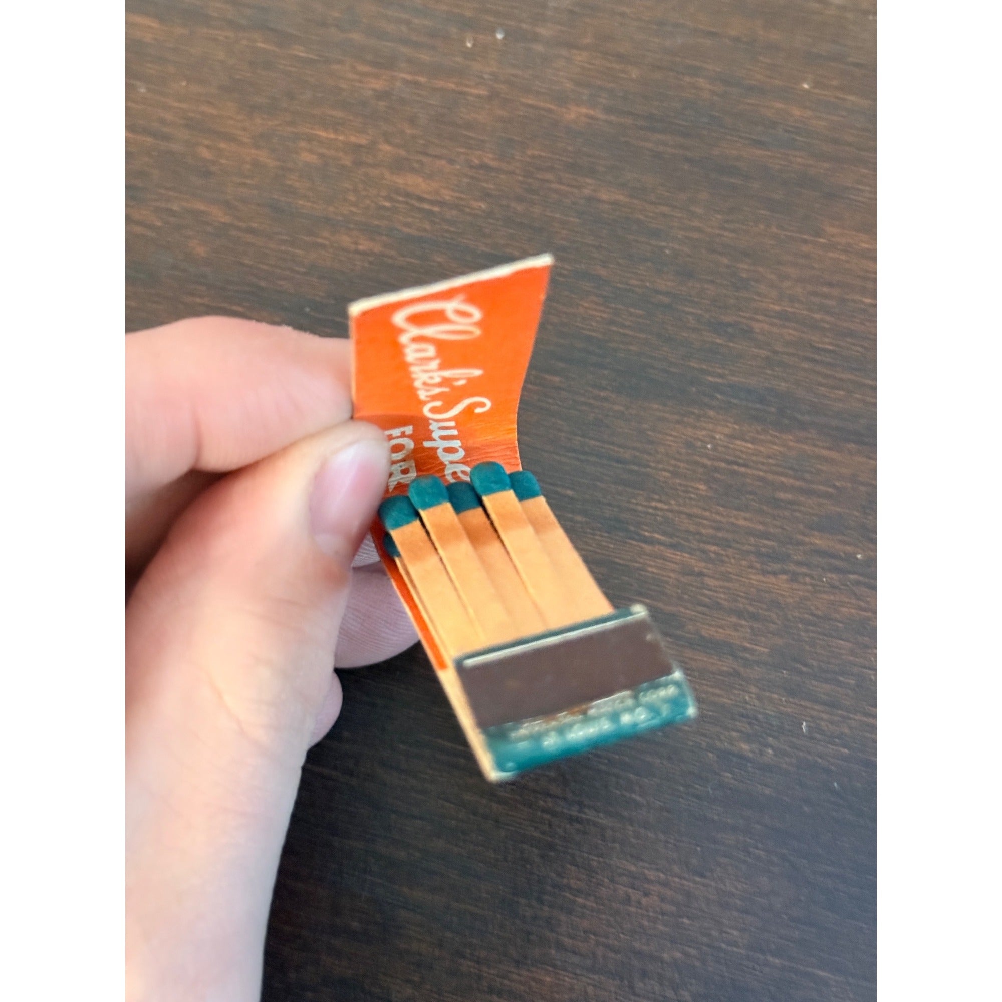 Vintage Clark's Super Service Station Gas Pump UNSTRUCK Matchbook FULL Wis WI