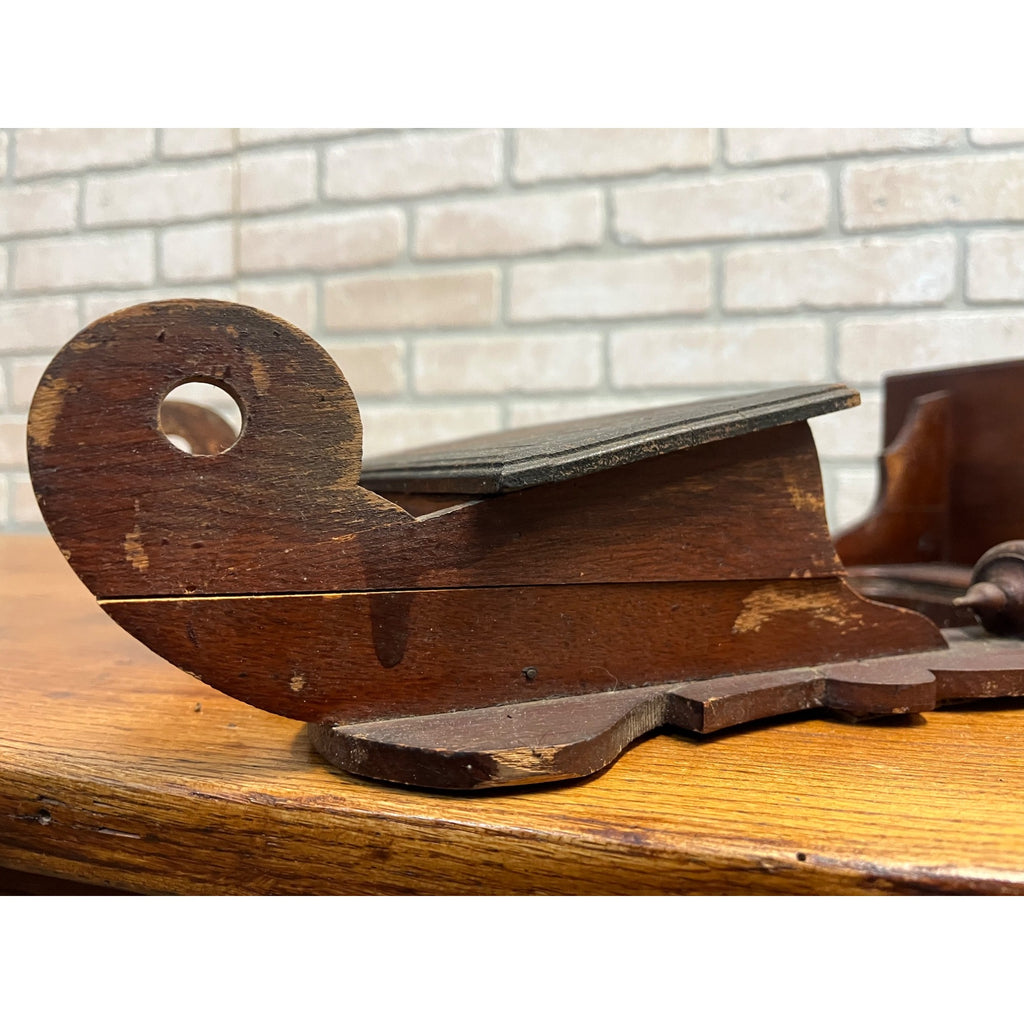 Antique Victorian Shaving Wall Mirror w/ Shelf Compartment Towel Rack Candle Box