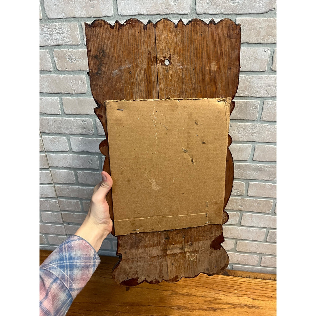 Antique Victorian Shaving Wall Mirror w/ Shelf Compartment Towel Rack Candle Box