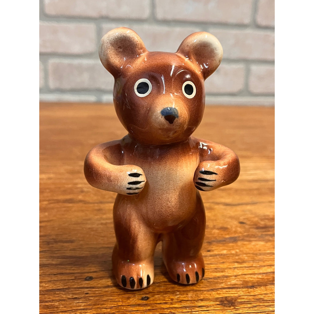 Vintage Mid-Century Glazed Ceramic Bear Toothbrush Holder Crater Lake National Park, Oregon Souvenir