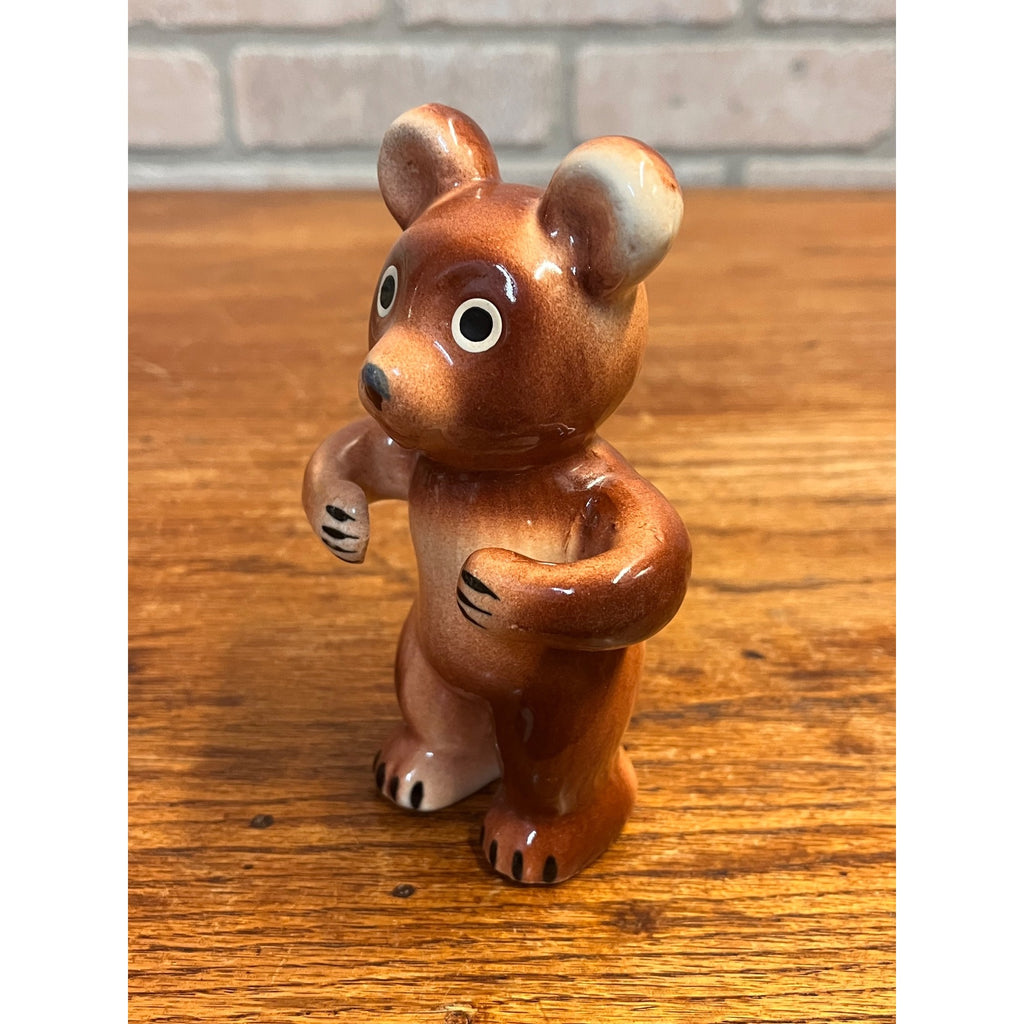 Vintage Mid-Century Glazed Ceramic Bear Toothbrush Holder Crater Lake National Park, Oregon Souvenir