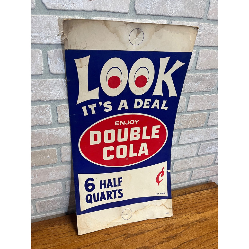 Vintage Double Cola Quart Cardstock Soda Litho Sign