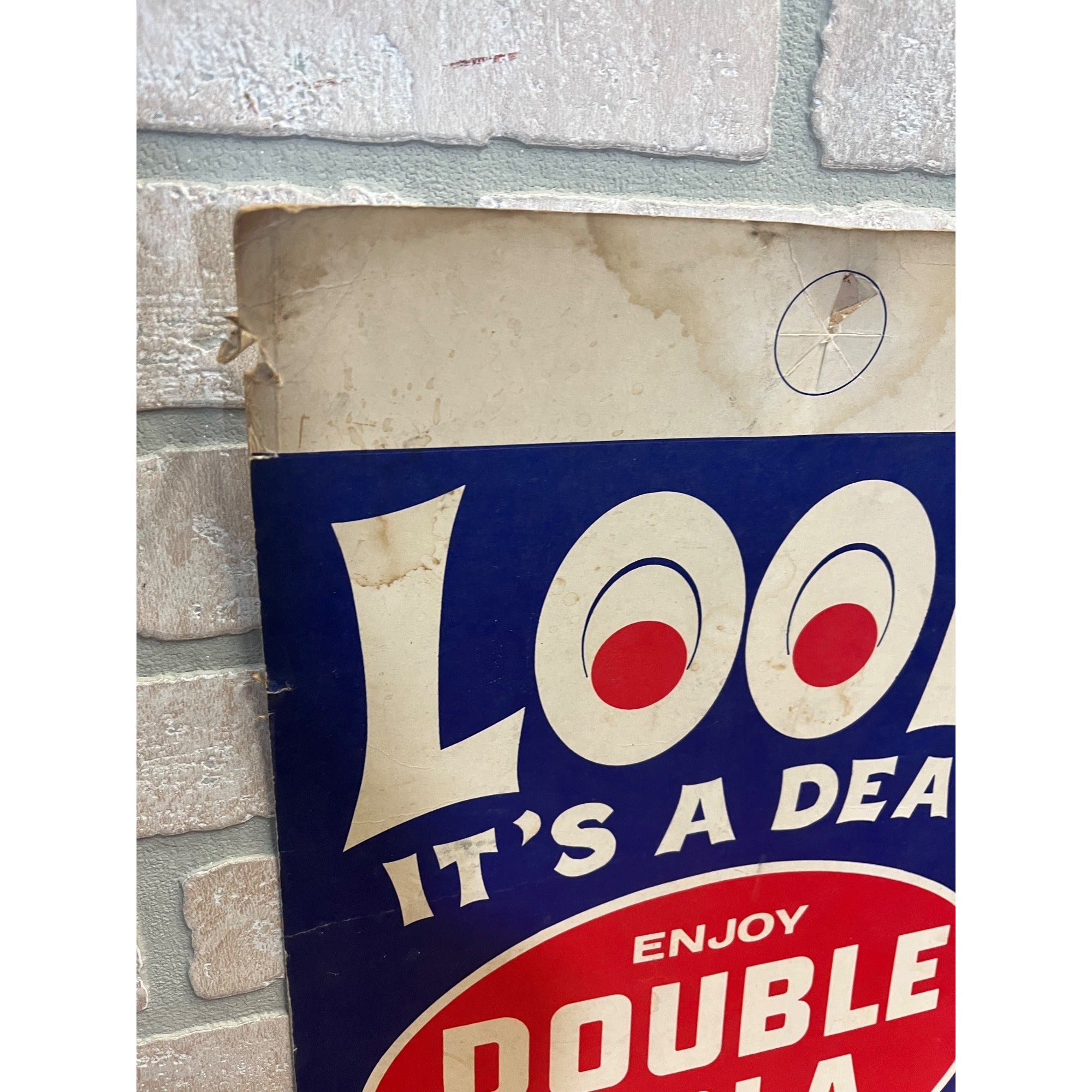Vintage Double Cola Quart Cardstock Soda Litho Sign