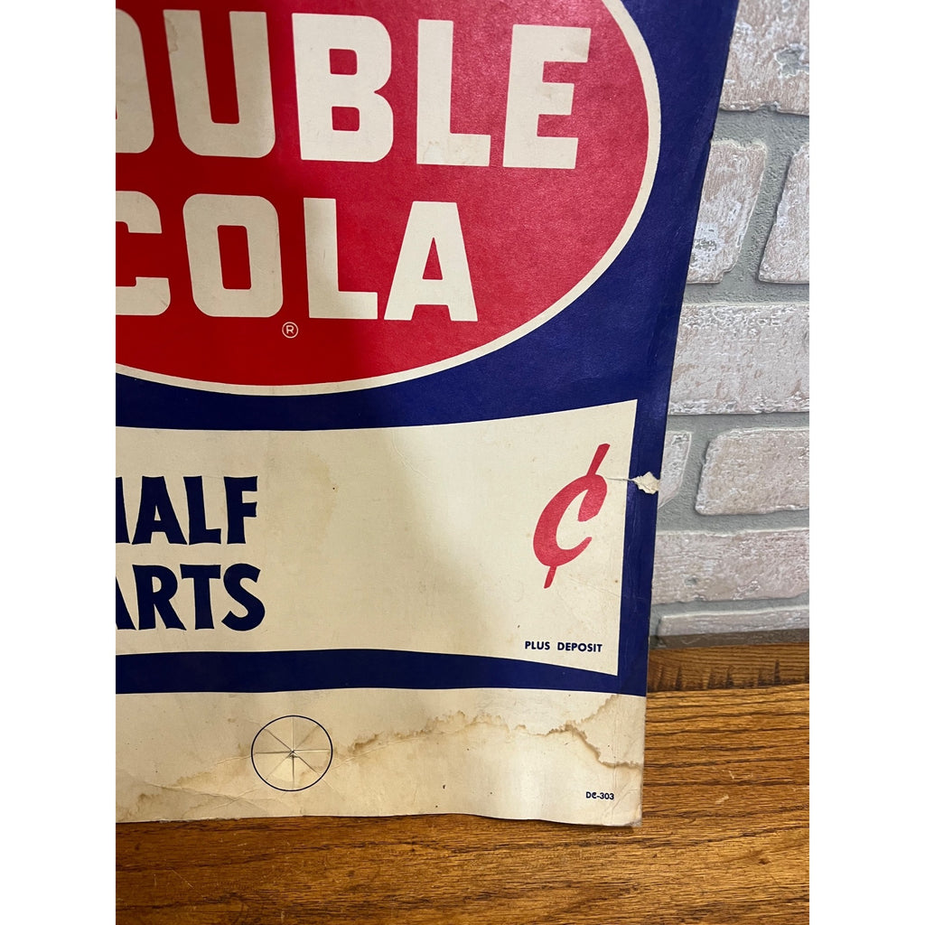 Vintage Double Cola Quart Cardstock Soda Litho Sign