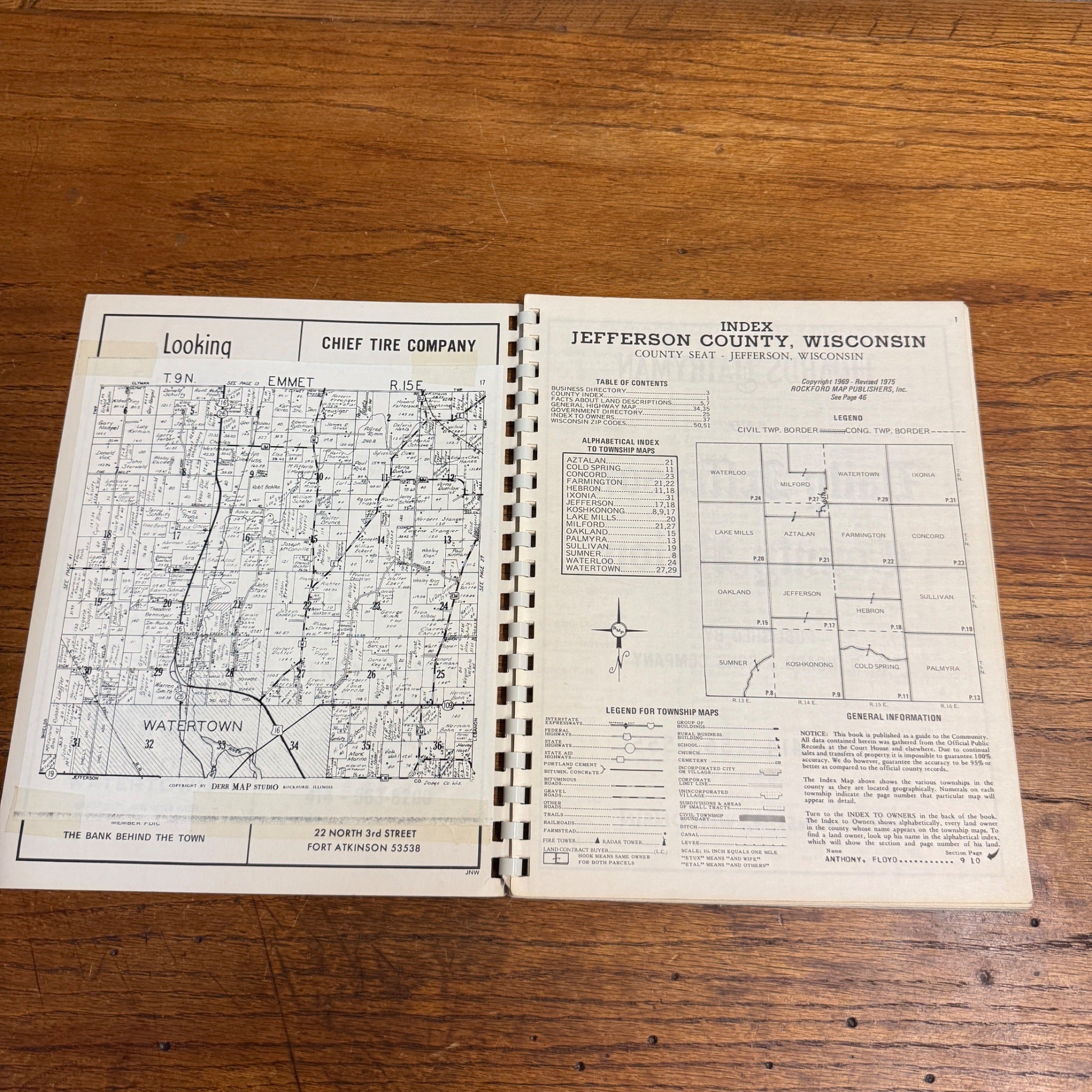 Jefferson County WI Atlas & Plat Book Bicentennial 1976 Wisconsin