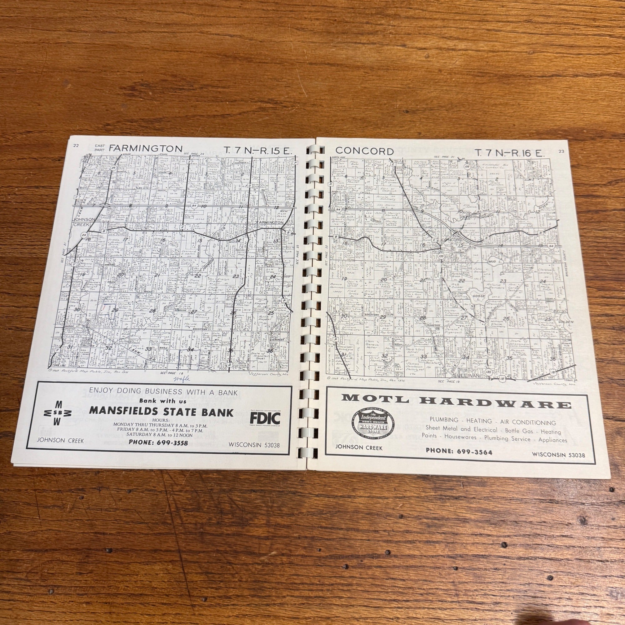 Jefferson County WI Atlas & Plat Book Bicentennial 1976 Wisconsin