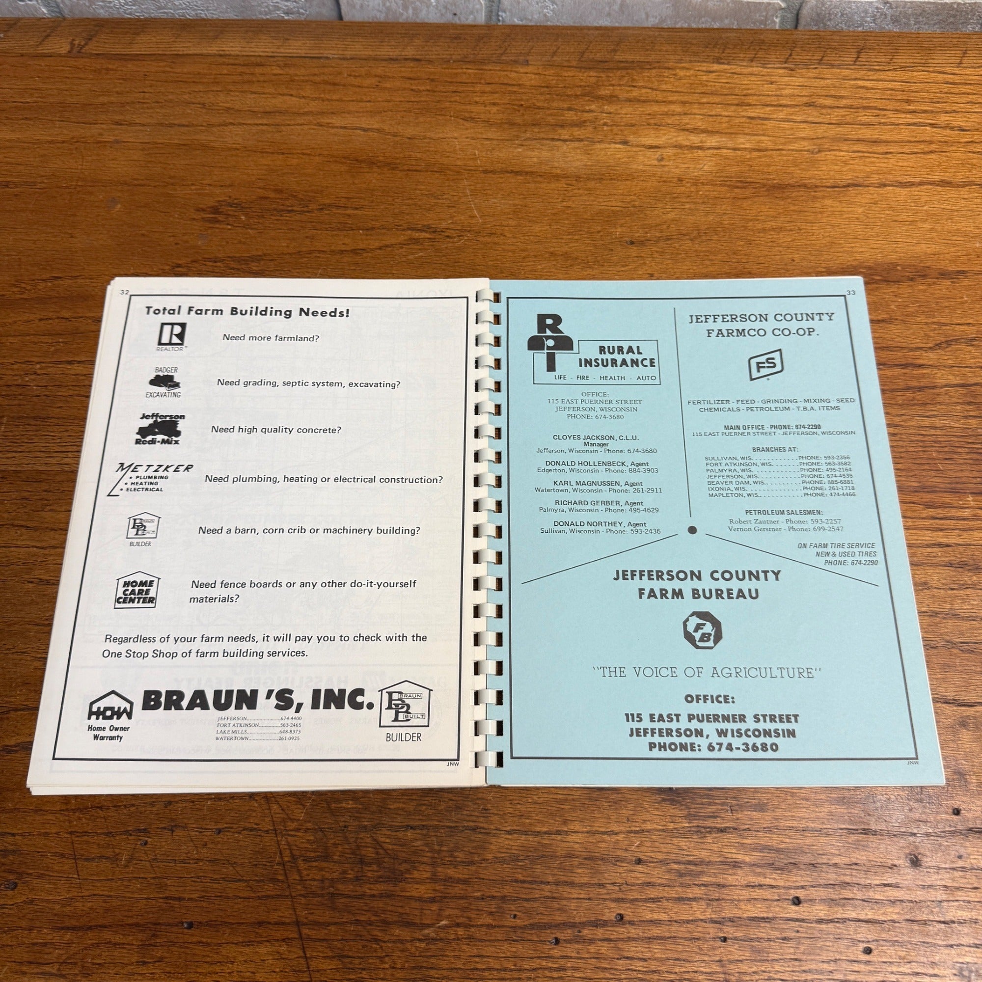 Jefferson County WI Atlas & Plat Book Bicentennial 1976 Wisconsin