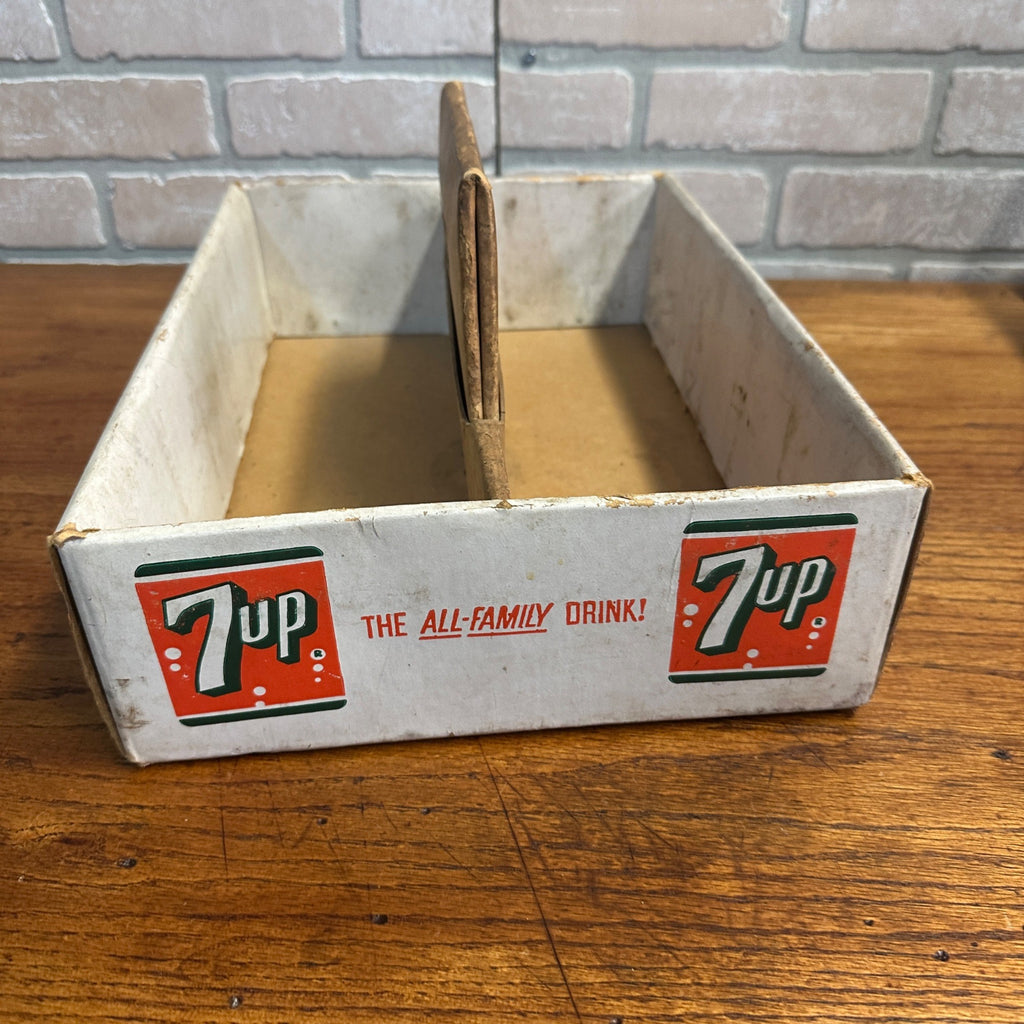 Vintage 7up Soda Bottle Family Pack Carrier Bottling Crate Cardboard