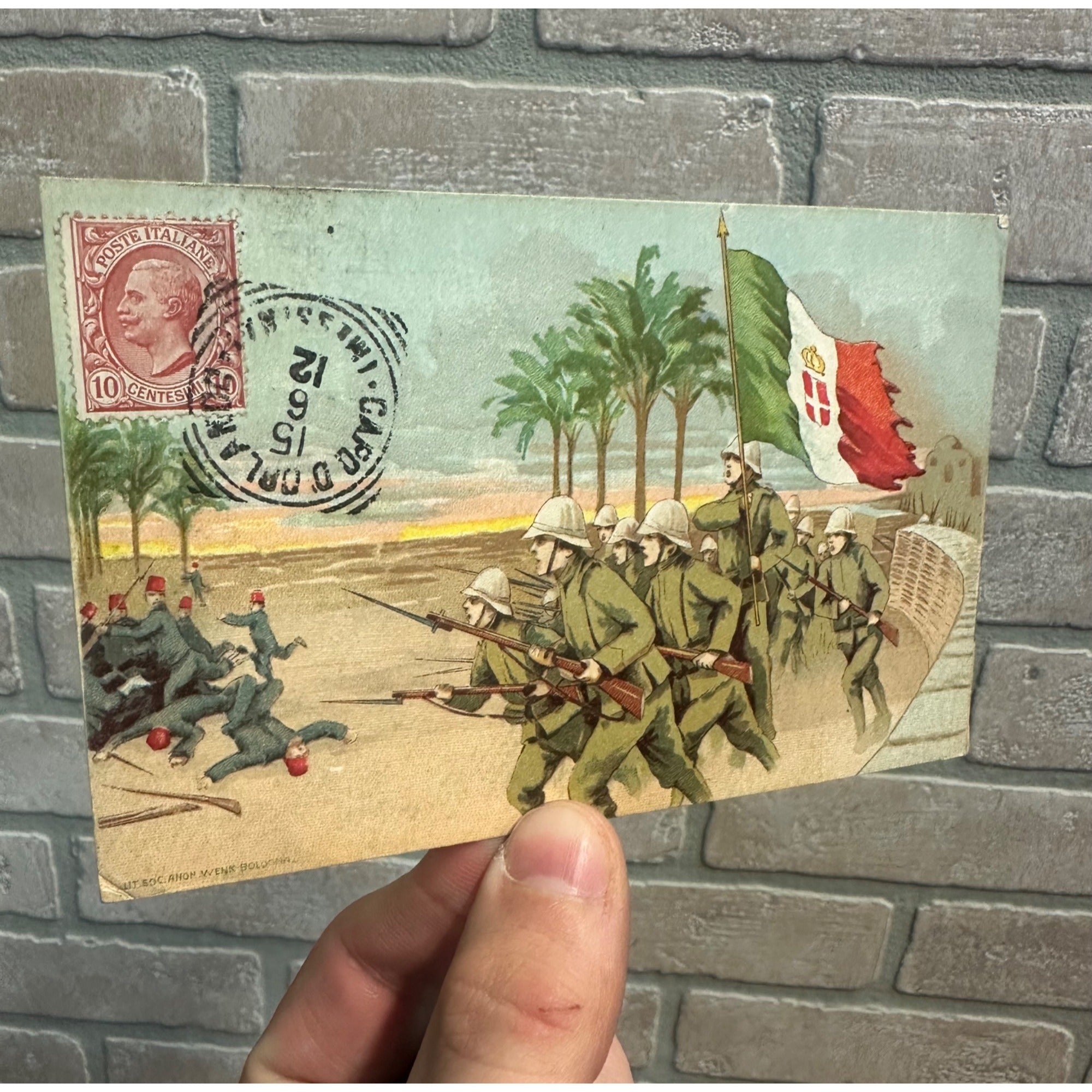 Vintage 1912 Italy East Africa Military Commemorative Postcard Cancel
