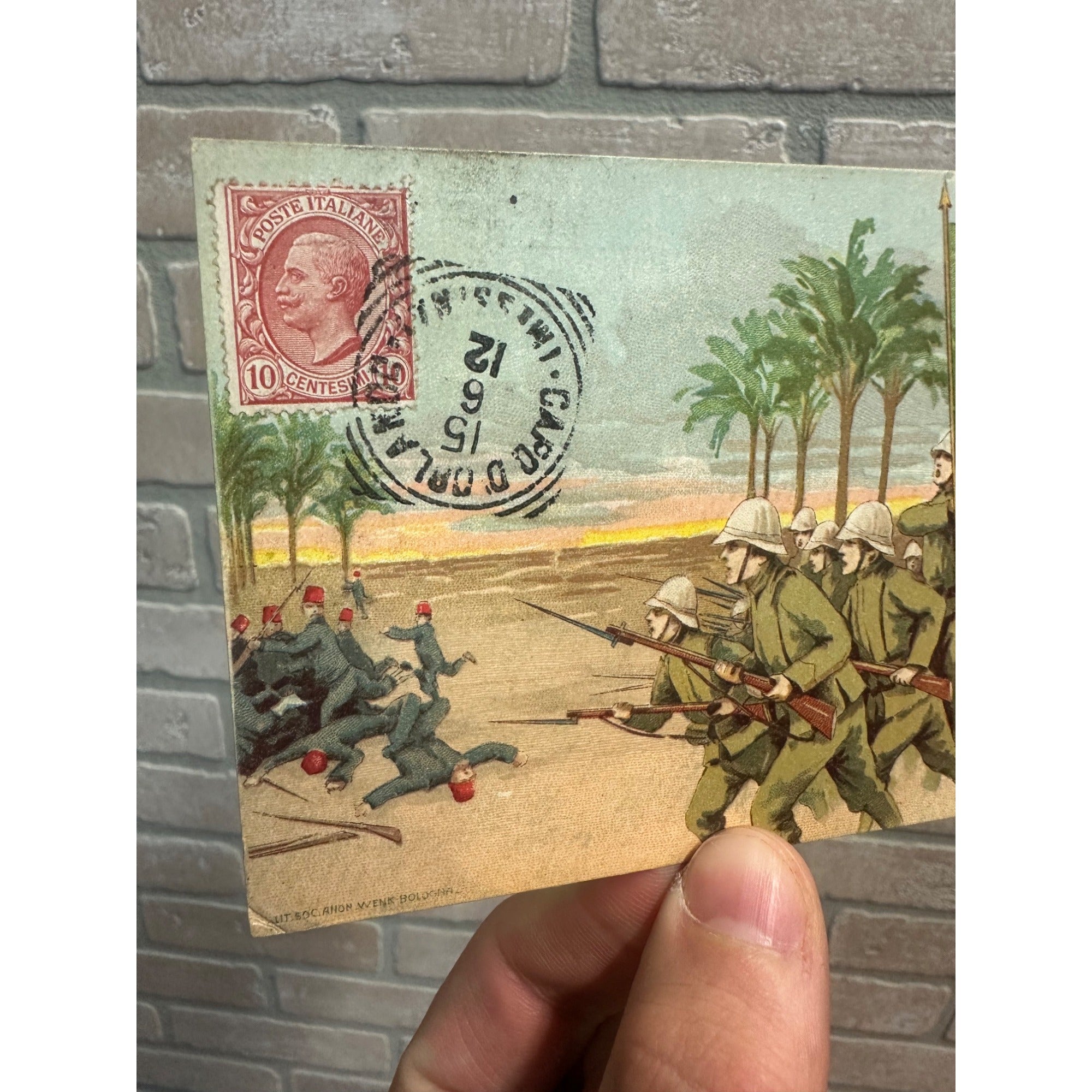 Vintage 1912 Italy East Africa Military Commemorative Postcard Cancel