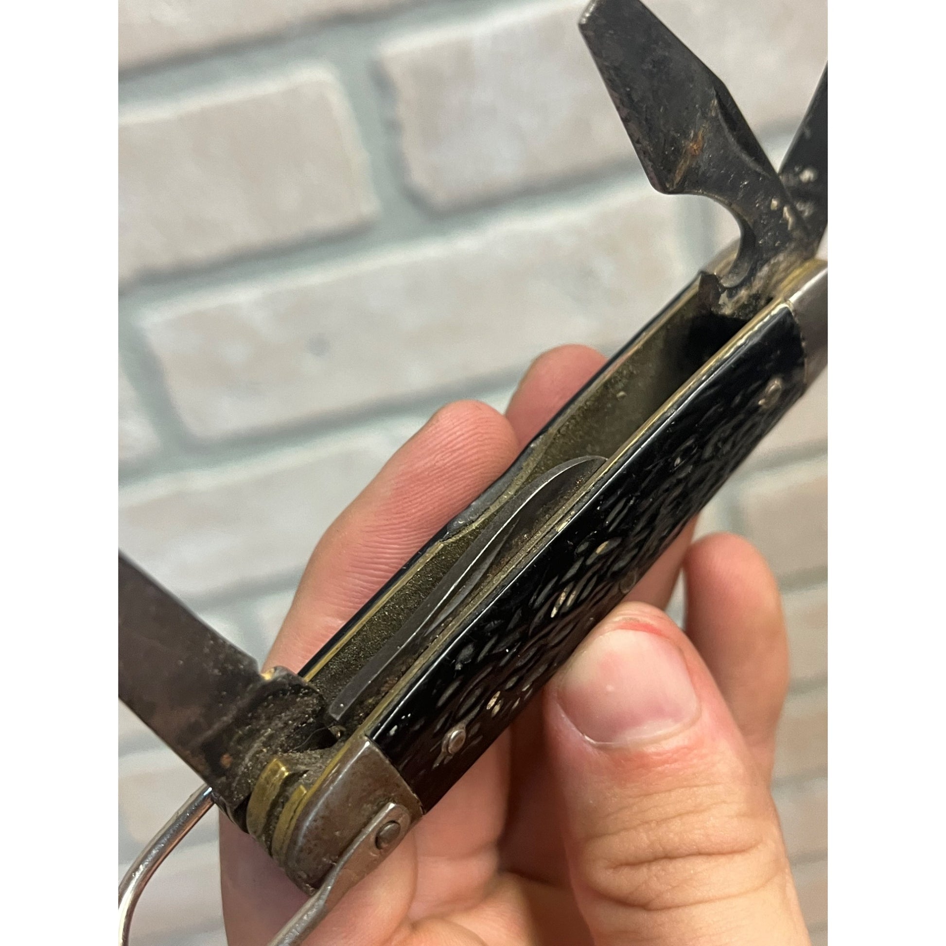 Vintage Imperial Brand Black Handle 4-Blade Pocket Knife Multi-Tool