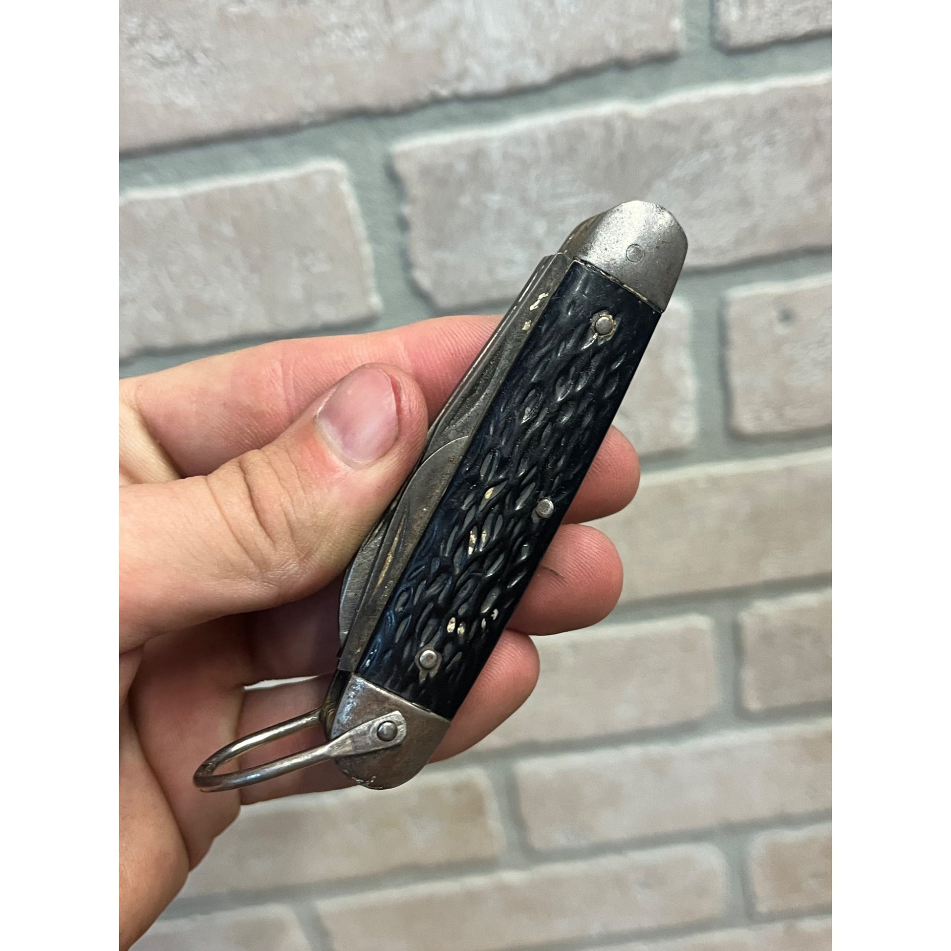 Vintage Imperial Brand Black Handle 4-Blade Pocket Knife Multi-Tool