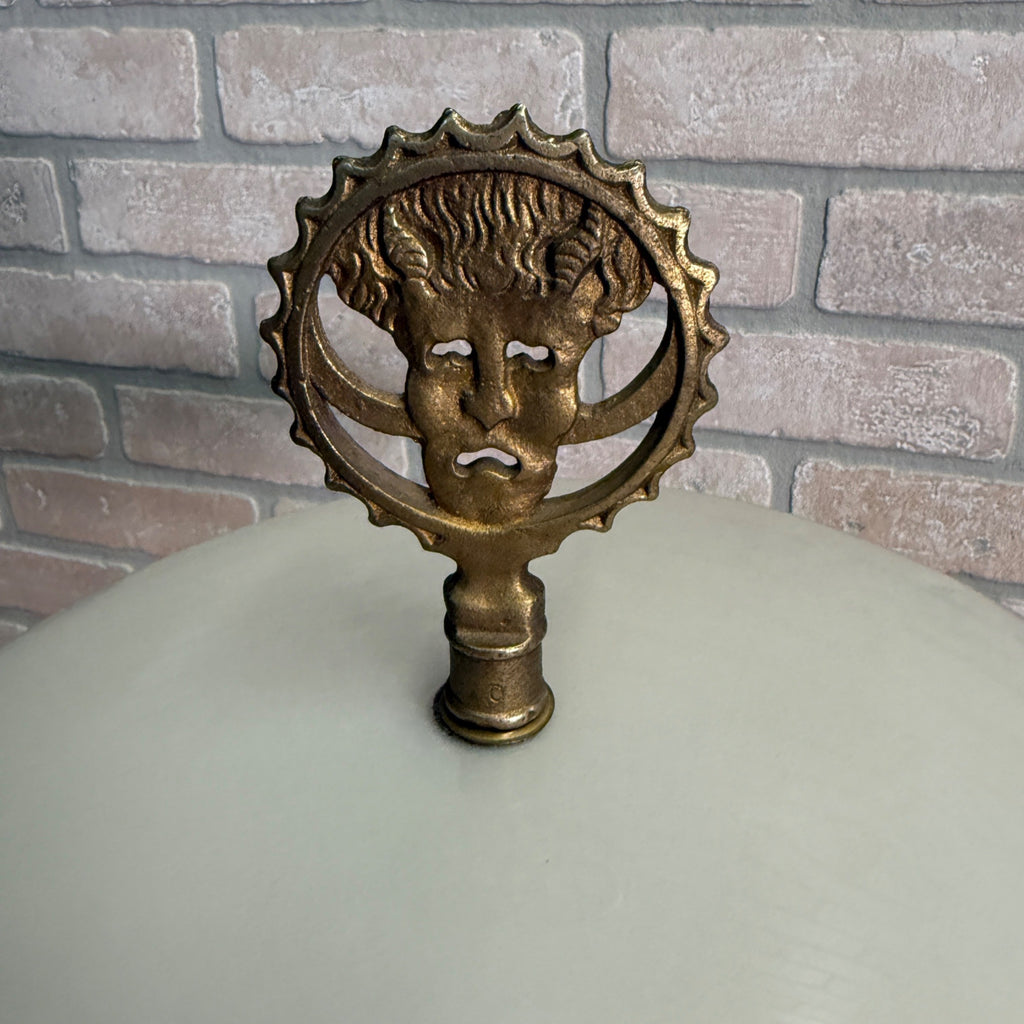 Art Deco Oscar Bach Jadeite Cast Lamp Light Devil Finial Double Socket Parlor