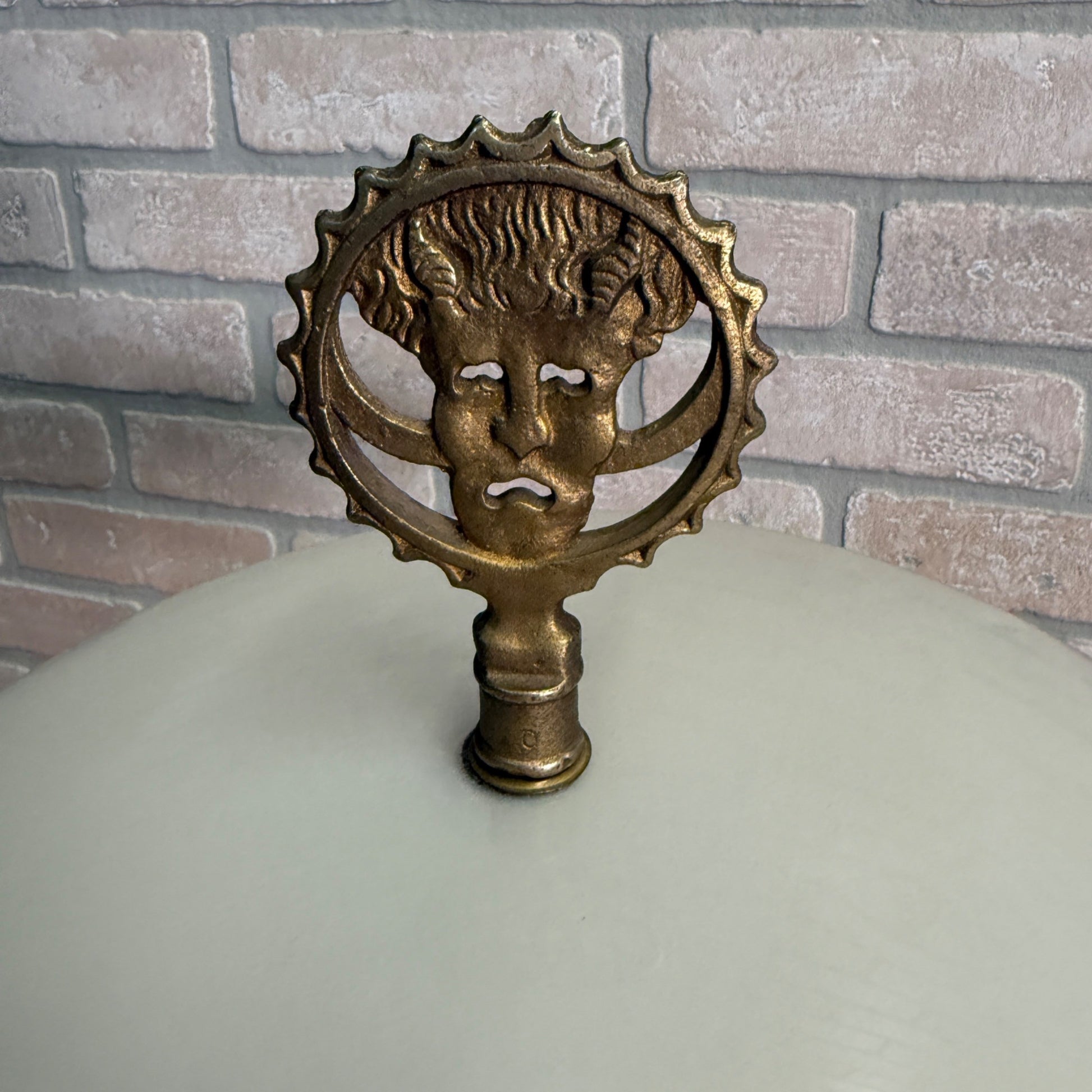 Art Deco Oscar Bach Jadeite Cast Lamp Light Devil Finial Double Socket Parlor