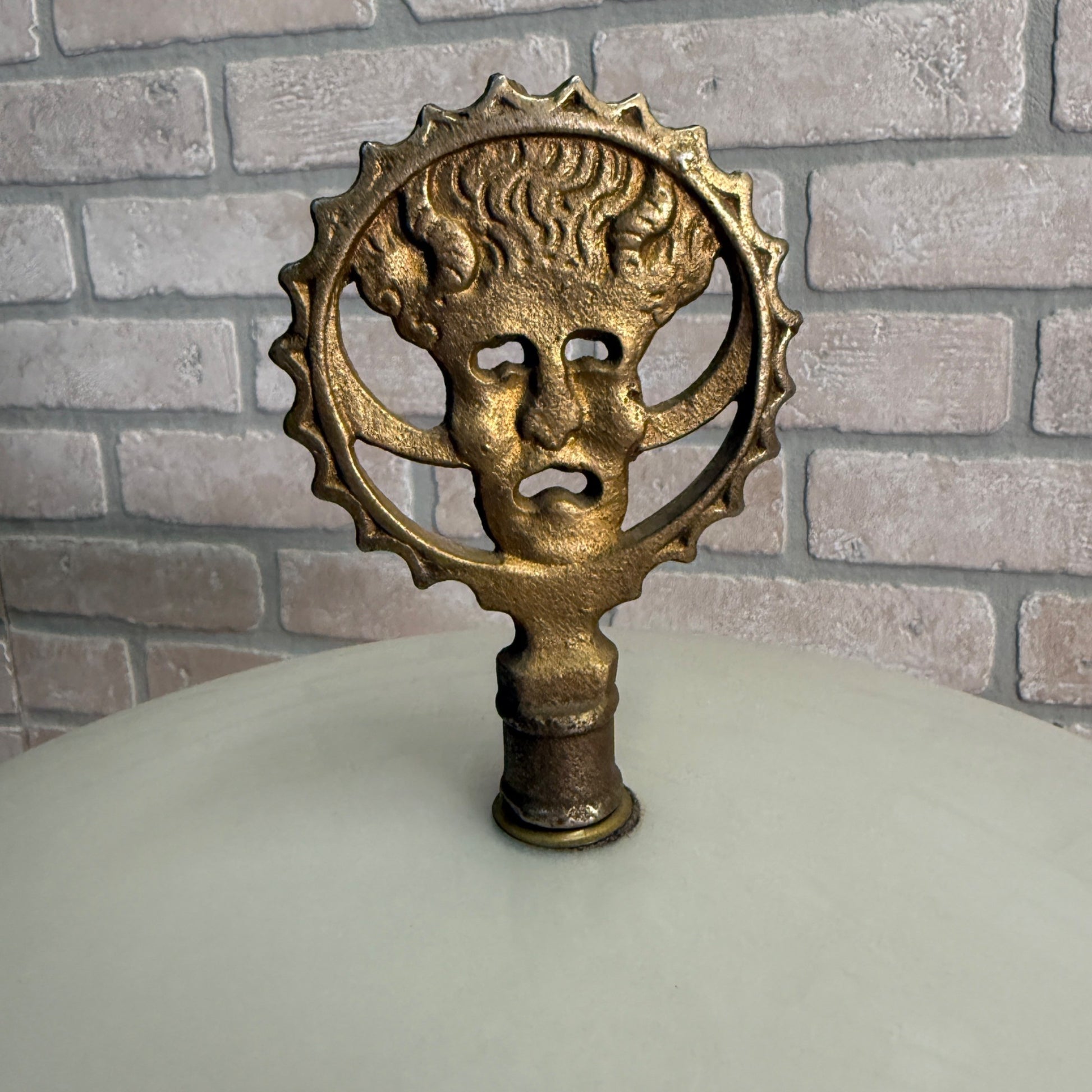 Art Deco Oscar Bach Jadeite Cast Lamp Light Devil Finial Double Socket Parlor