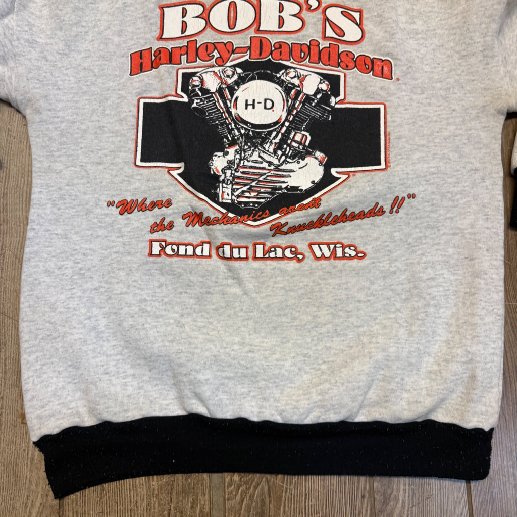 Vintage 1980s Harley Davidson Long Sleeve Sweater Shirt Medium Bob's Fond du Lac