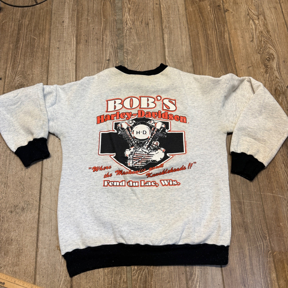 Vintage 1980s Harley Davidson Long Sleeve Sweater Shirt Medium Bob's Fond du Lac