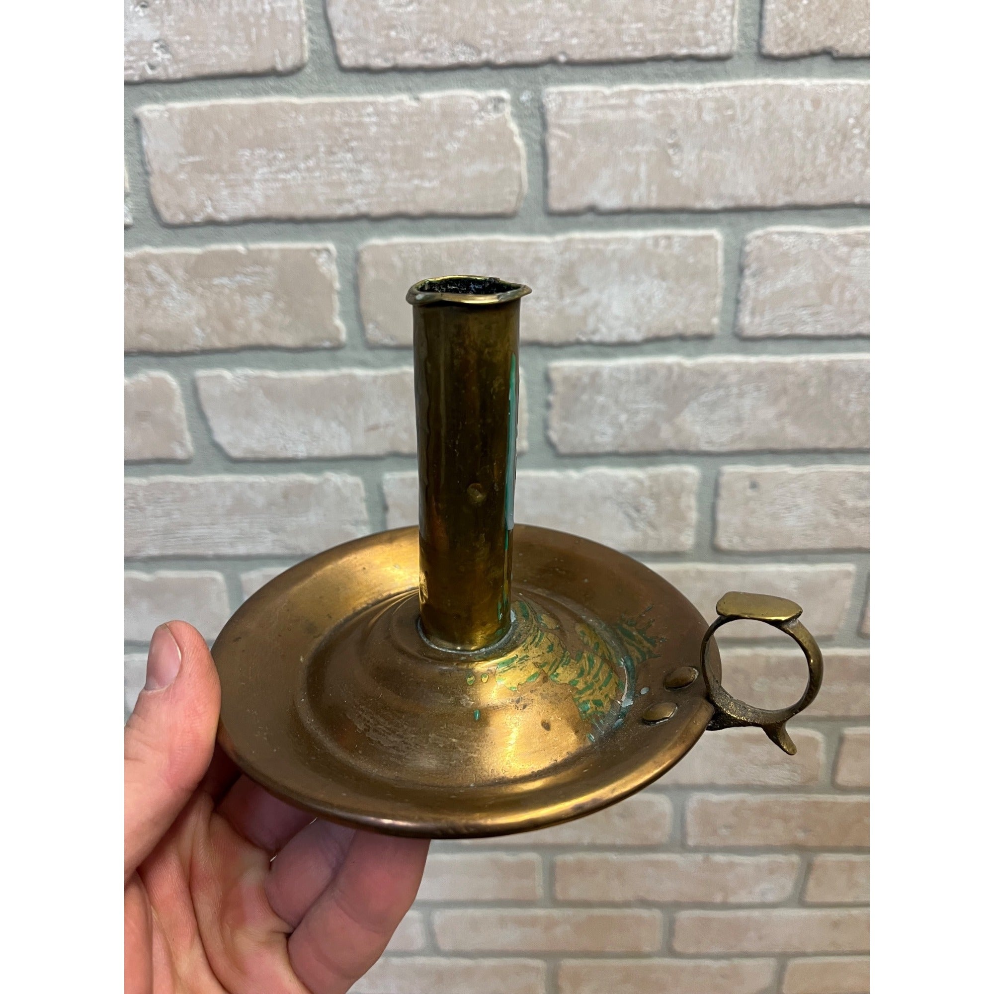 Vintage Brass Candlestick Candle Holder Primitive Farmhouse Style