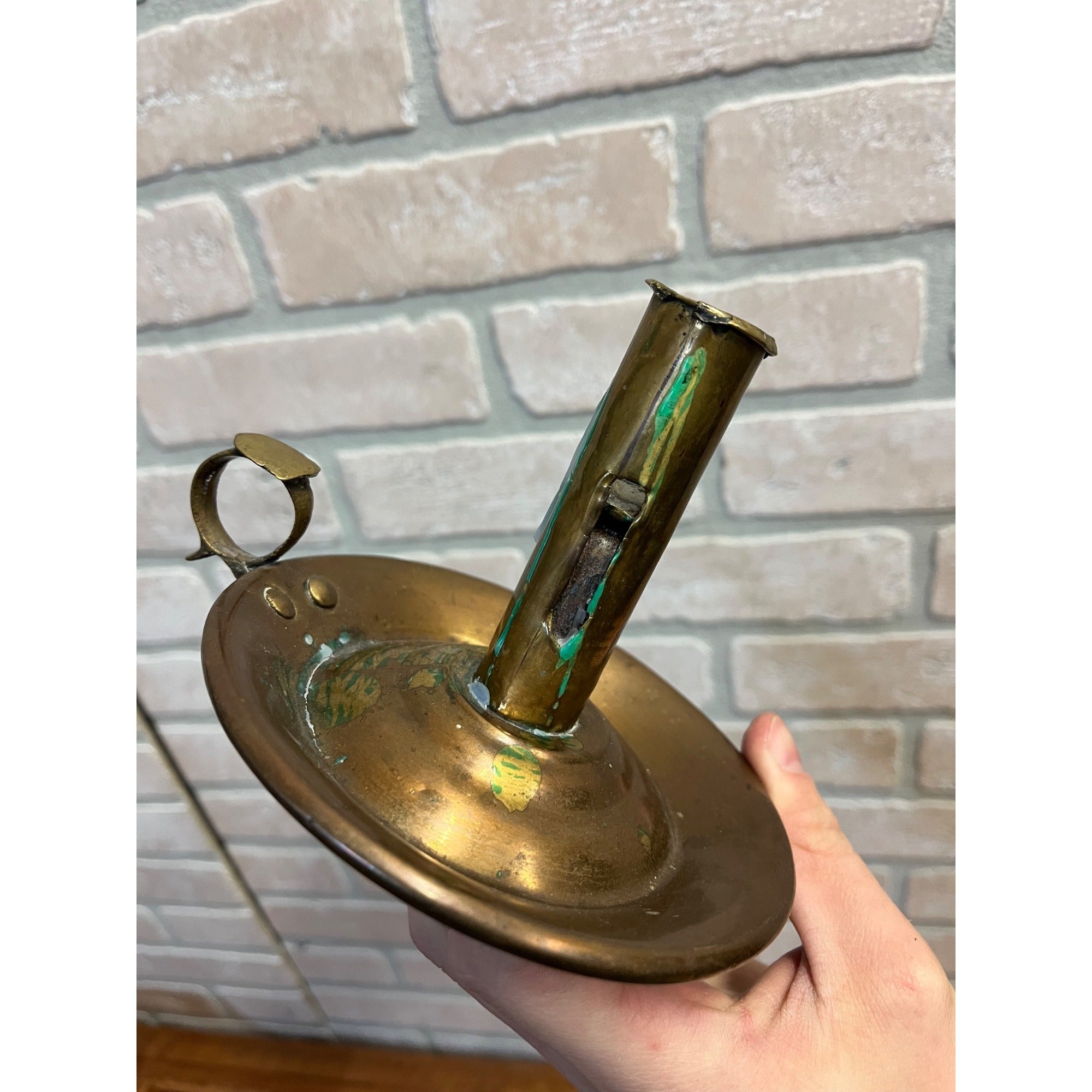 Vintage Brass Candlestick Candle Holder Primitive Farmhouse Style