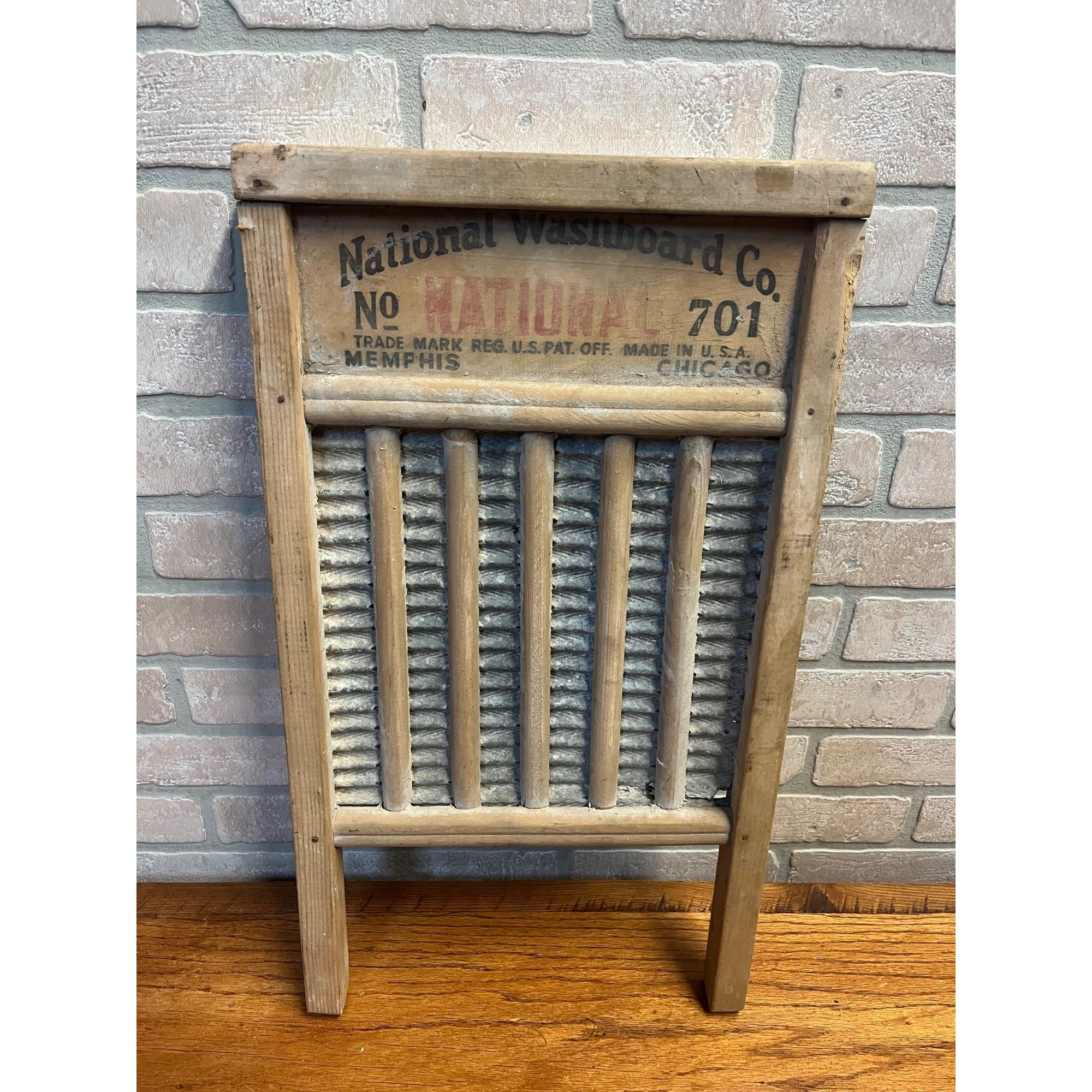 Vintage Wooden Washboard National Washboard Co. No. 701 Laundry Decor Memphis Chicago