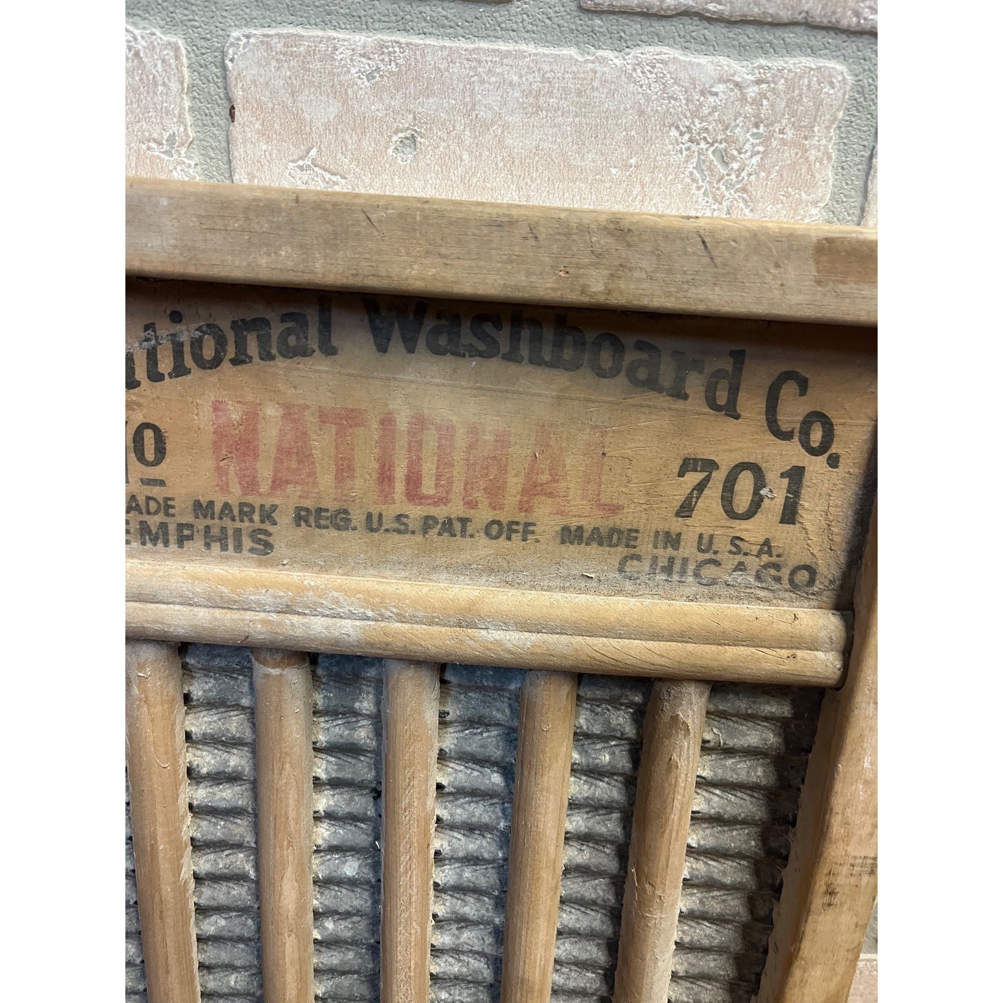 Vintage Wooden Washboard National Washboard Co. No. 701 Laundry Decor Memphis Chicago