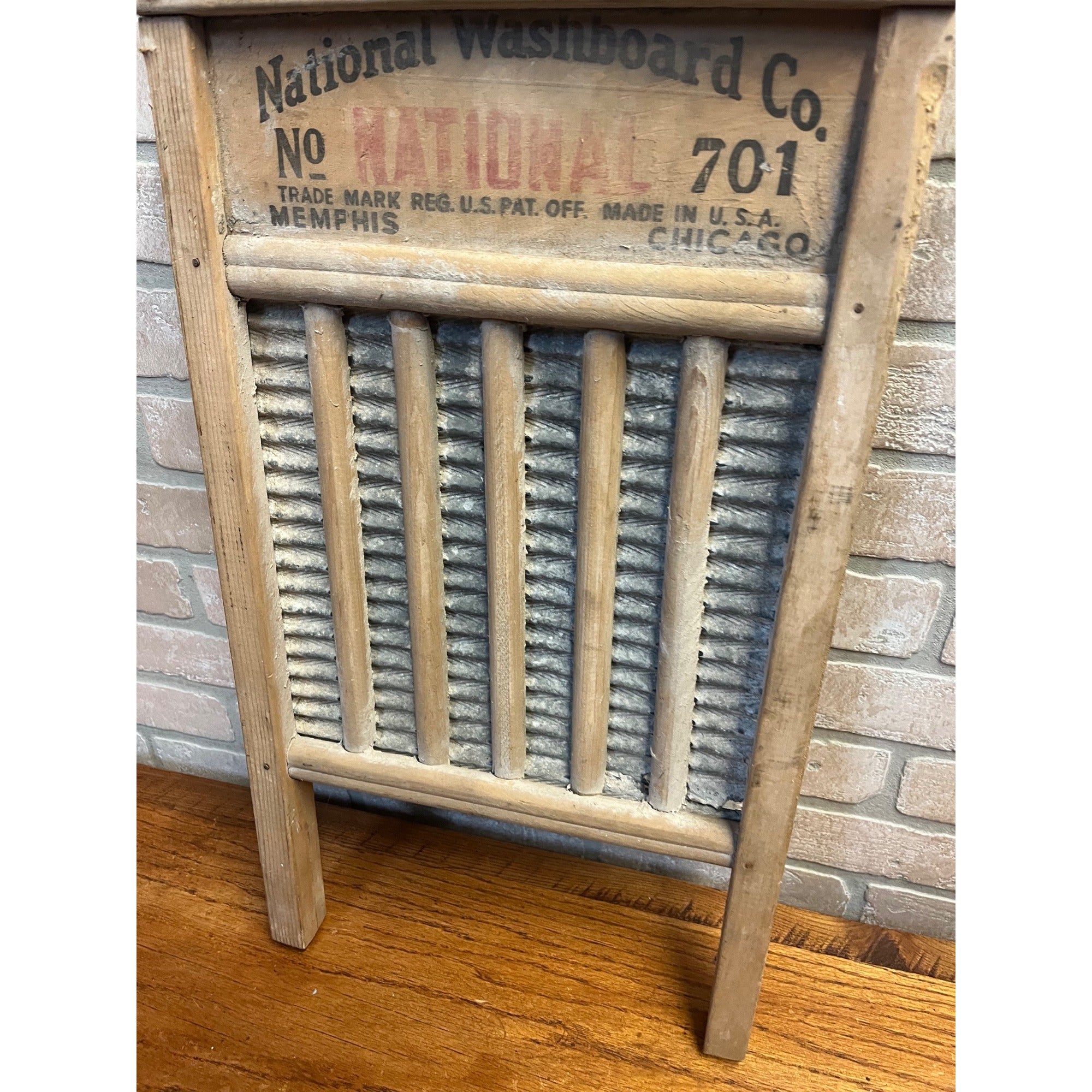 Vintage Wooden Washboard National Washboard Co. No. 701 Laundry Decor Memphis Chicago