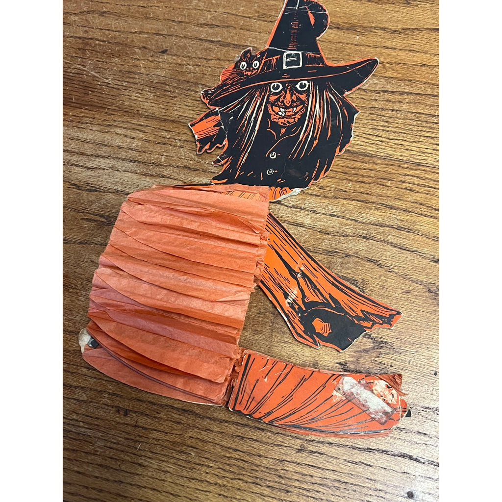 RARE Vintage Halloween Tango Witch Diecut Honeycomb Beistle 1930-31 - POOR As-Is