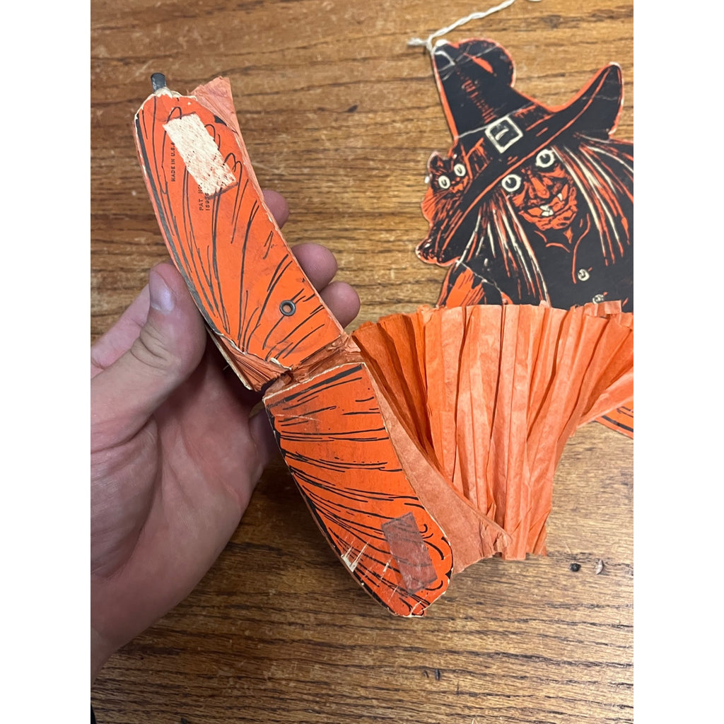 RARE Vintage Halloween Tango Witch Diecut Honeycomb Beistle 1930-31 - POOR As-Is