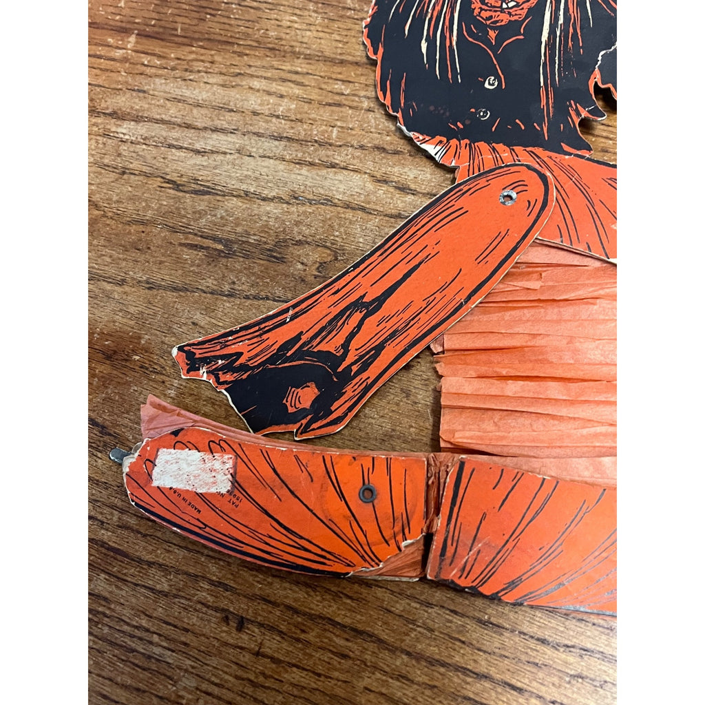 RARE Vintage Halloween Tango Witch Diecut Honeycomb Beistle 1930-31 - POOR As-Is