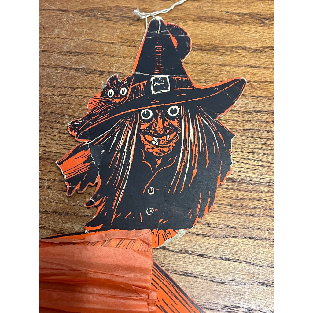 RARE Vintage Halloween Tango Witch Diecut Honeycomb Beistle 1930-31 - POOR As-Is