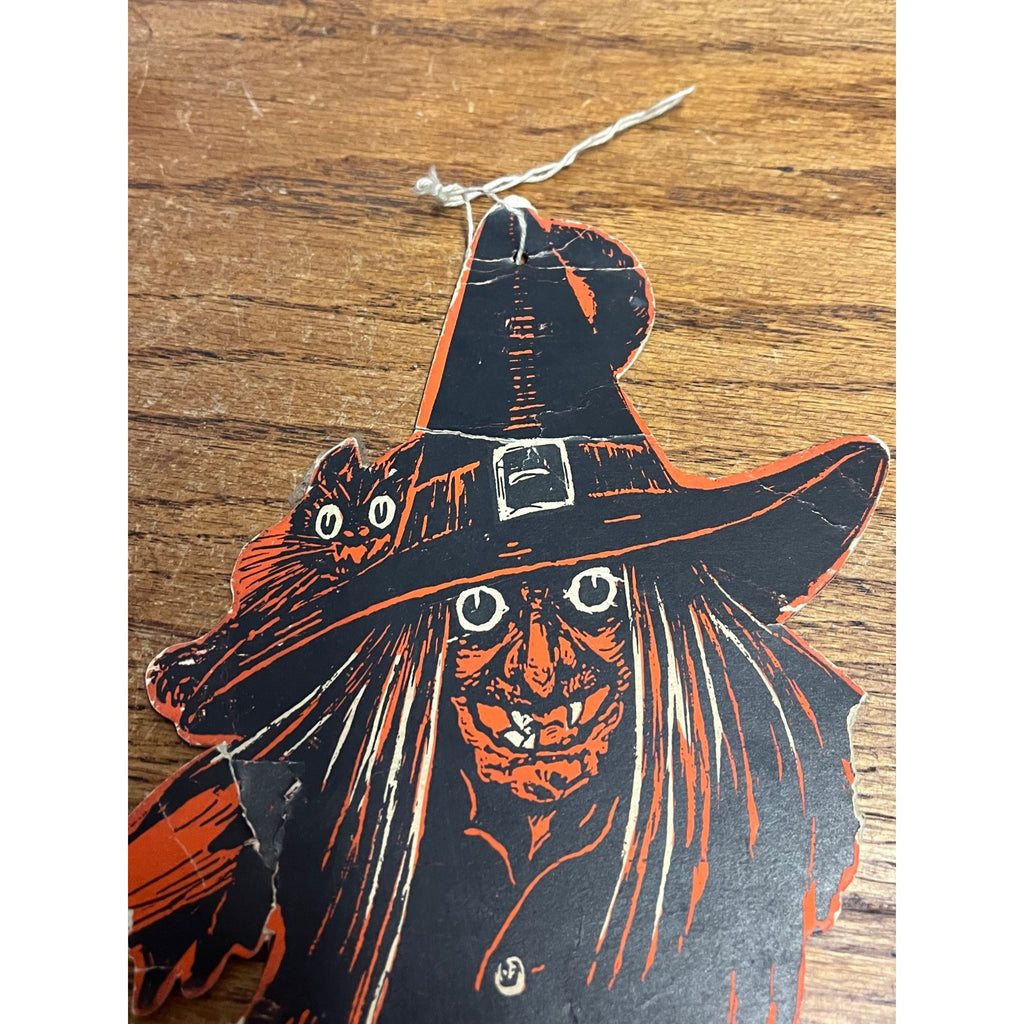 RARE Vintage Halloween Tango Witch Diecut Honeycomb Beistle 1930-31 - POOR As-Is