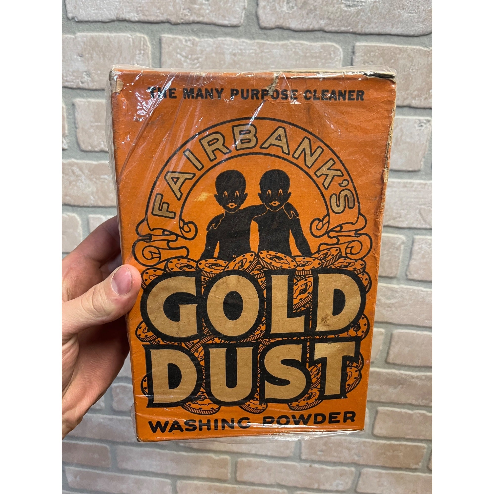 Vintage 1940s Gold Dust Washing Powder Box Laundry Room Deco Black Americana