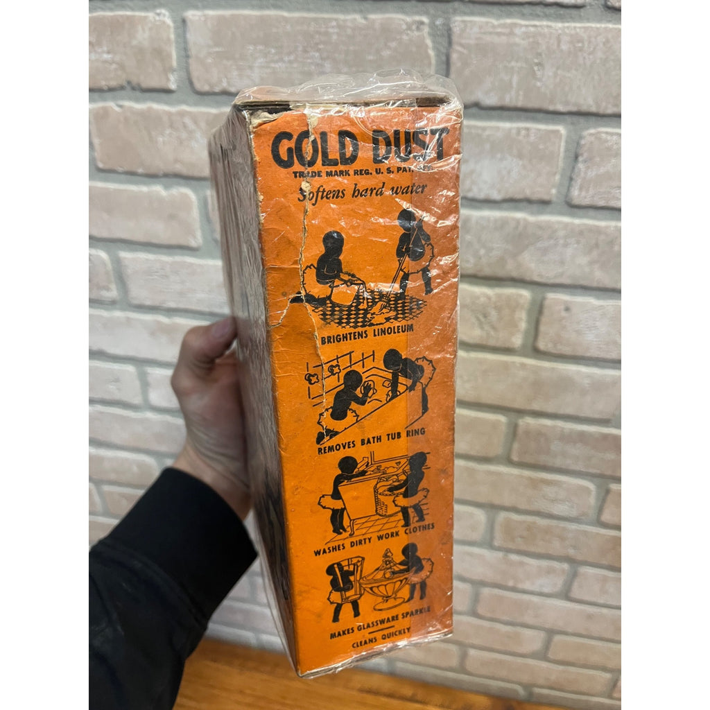 Vintage 1940s Gold Dust Washing Powder Box Laundry Room Deco Black Americana