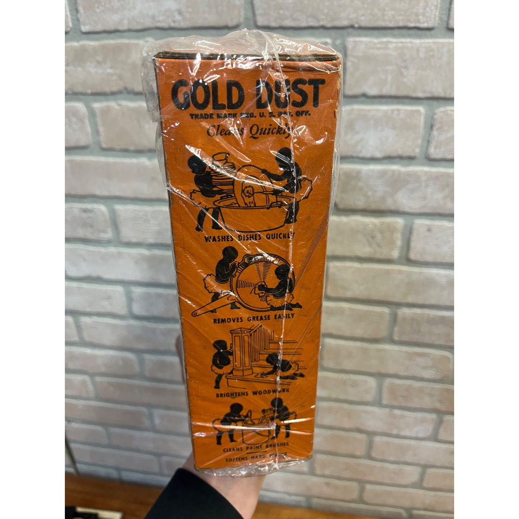 Vintage 1940s Gold Dust Washing Powder Box Laundry Room Deco Black Americana