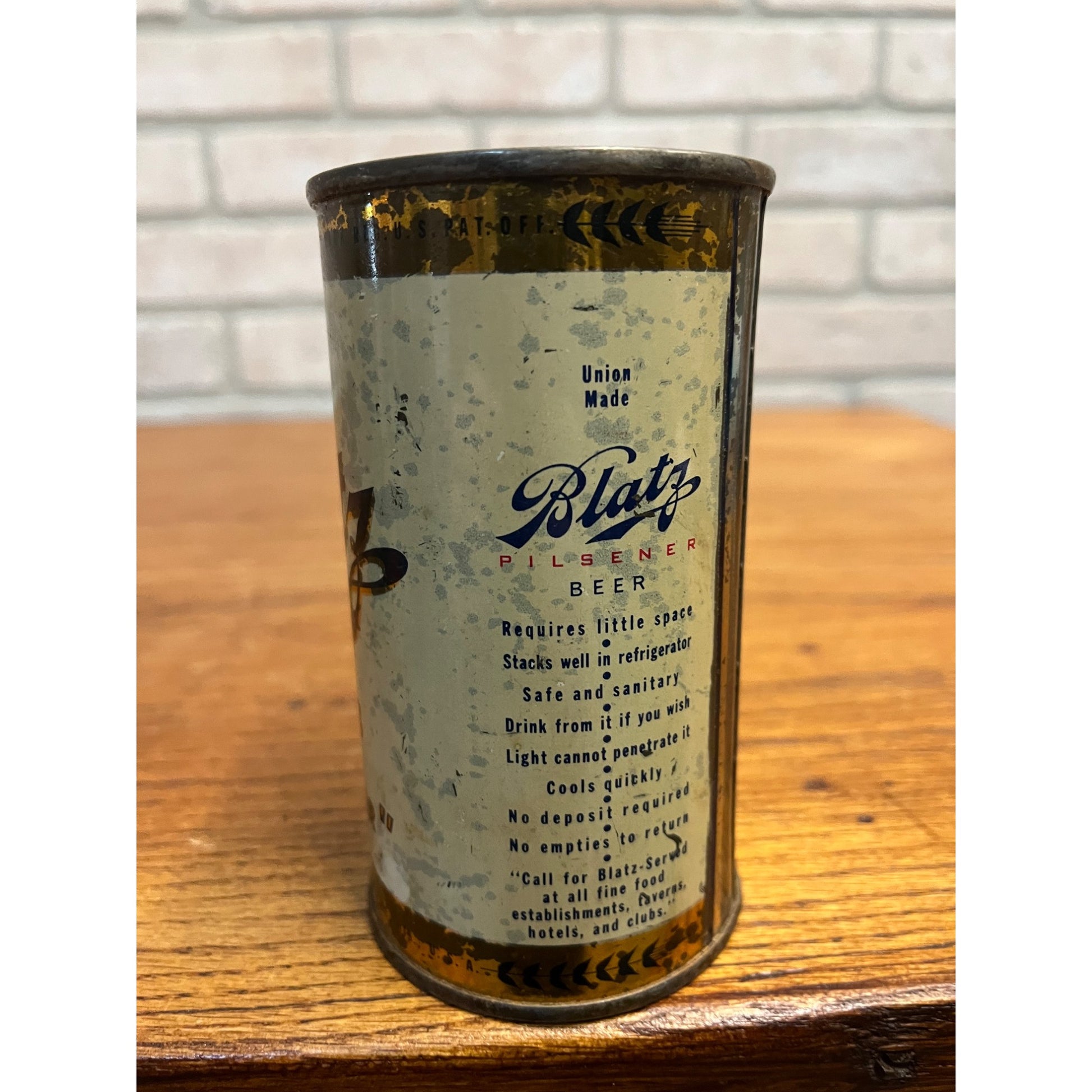Vintage Blatz Milwaukee's First Flat Top Beer Can , Empty