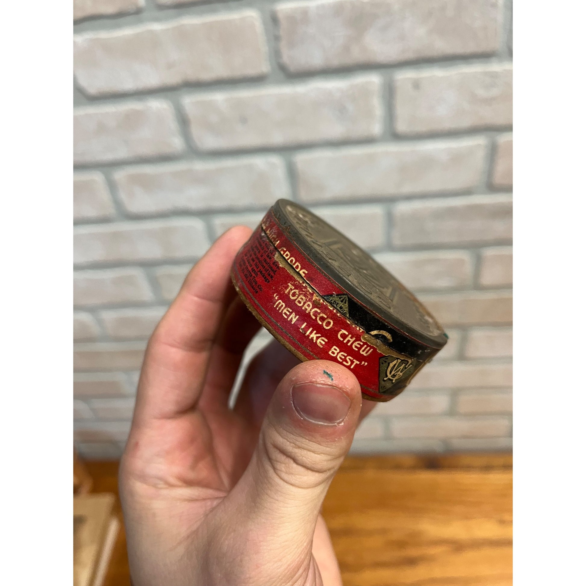 Vintage Copenhagen Leather Can Holder for Belt Loop + Early Cardboard Tin Can