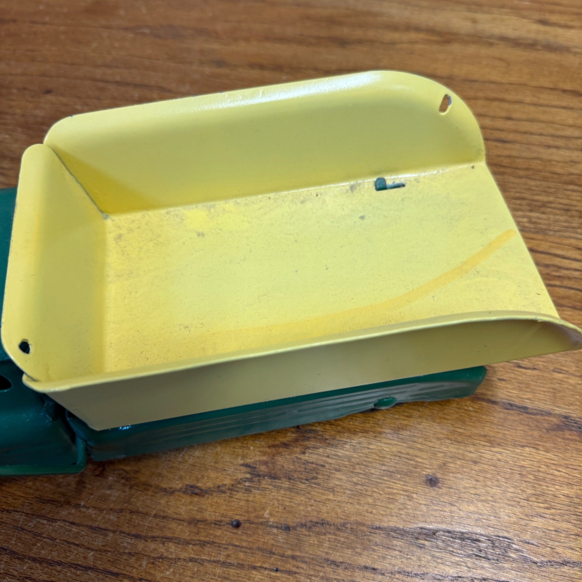 Vintage Buddy L 13" Dump Truck Pressed Steel Toy -- Repainted -- Green & Yellow