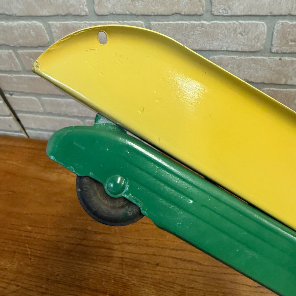 Vintage Buddy L 13" Dump Truck Pressed Steel Toy -- Repainted -- Green & Yellow