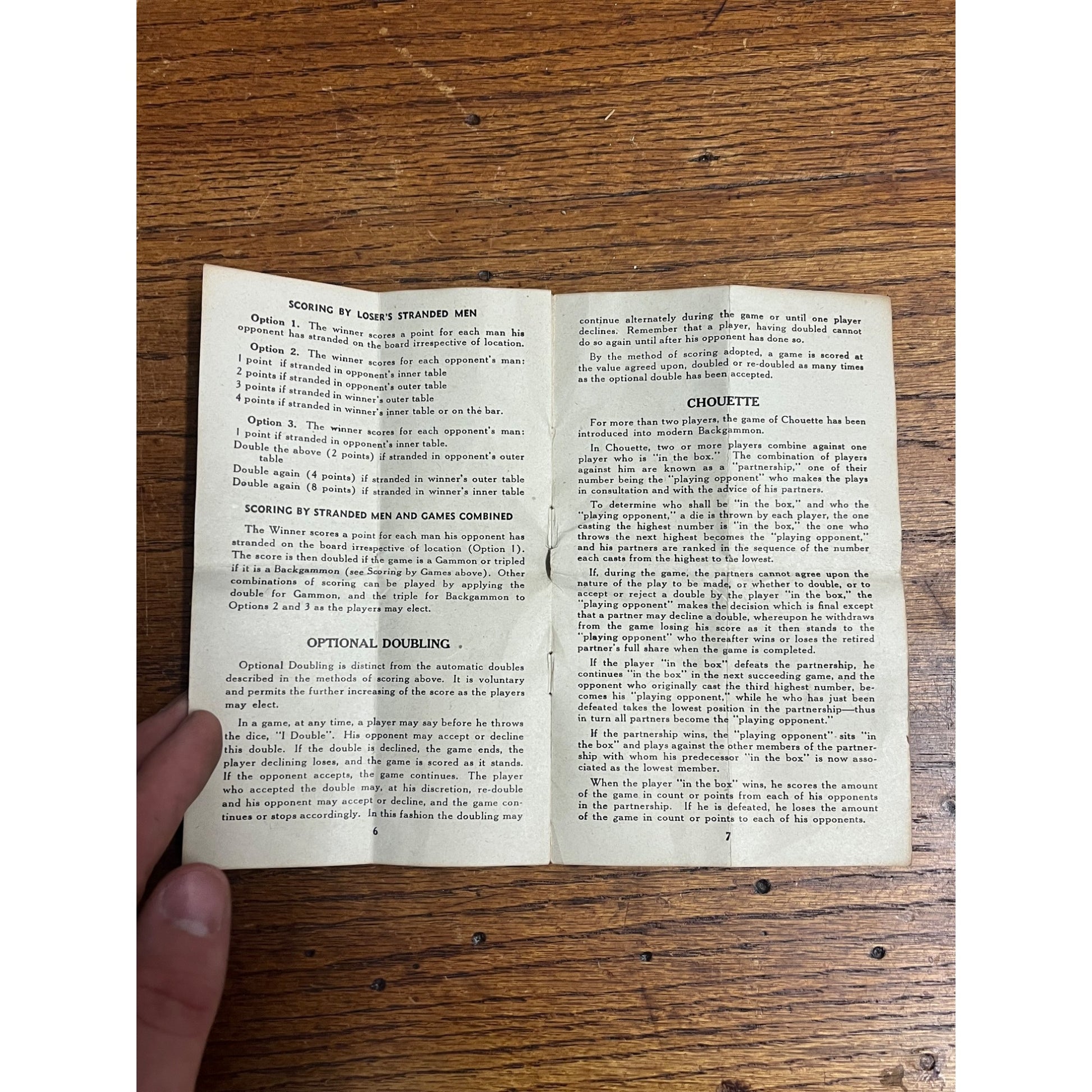 Original - Early Undated Modern Backgammon Rules - Parker Brothers 8 Pages