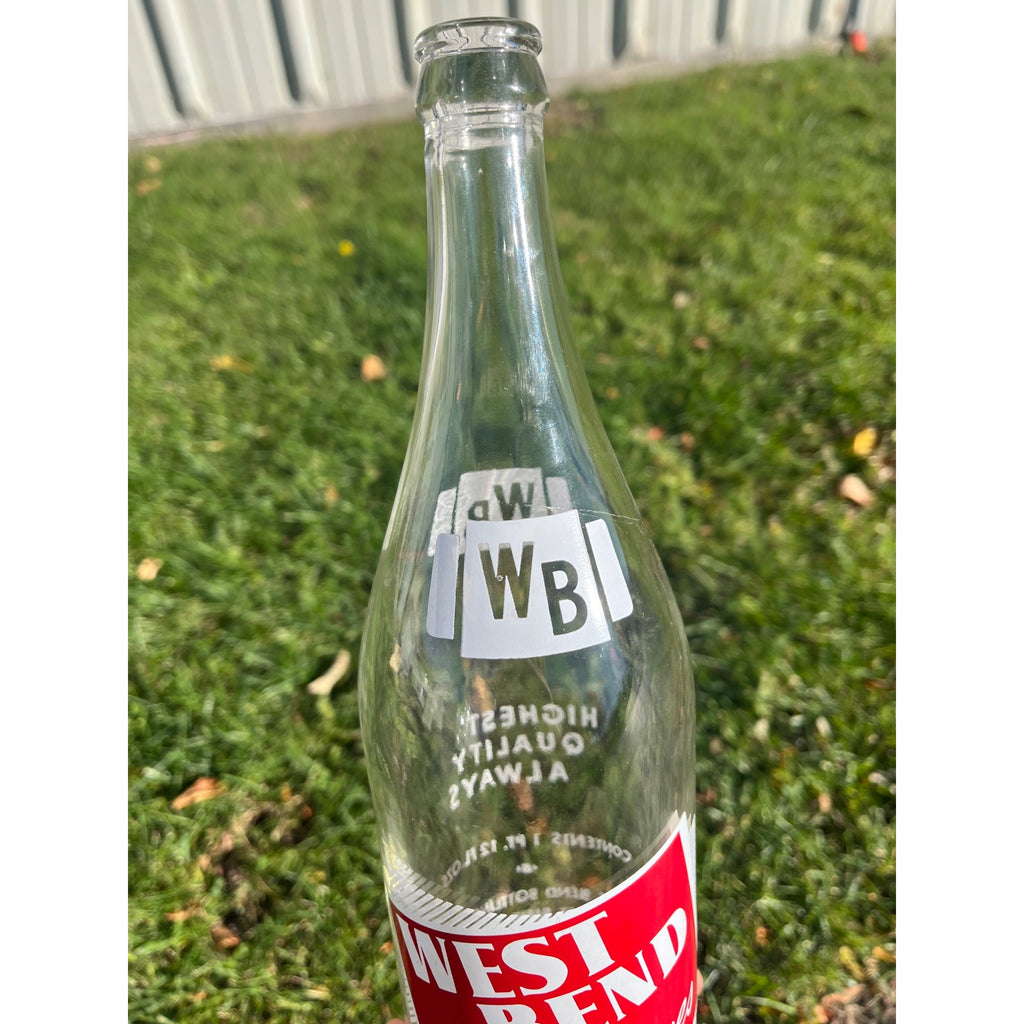 Vintage West Bend Beverages WB Soda Bottle ACL 1pt 12oz Wisconsin Wis WI
