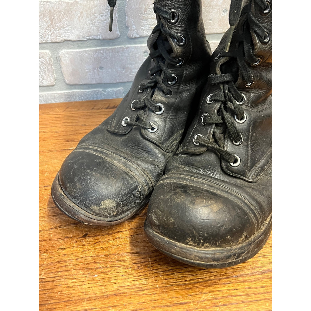 Vintage Black Combat Boots Vietnam War United States Armed Forces Panco Military Footwear Circa 1966