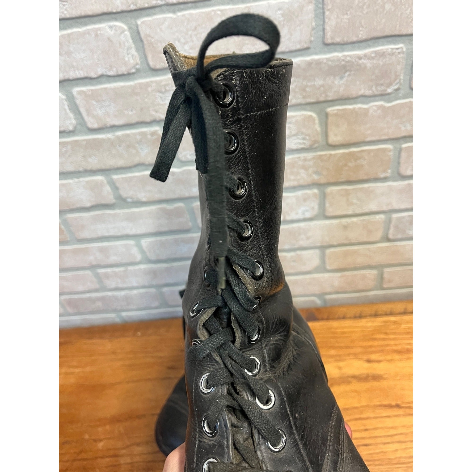 Vintage Black Combat Boots Vietnam War United States Armed Forces Panco Military Footwear Circa 1966