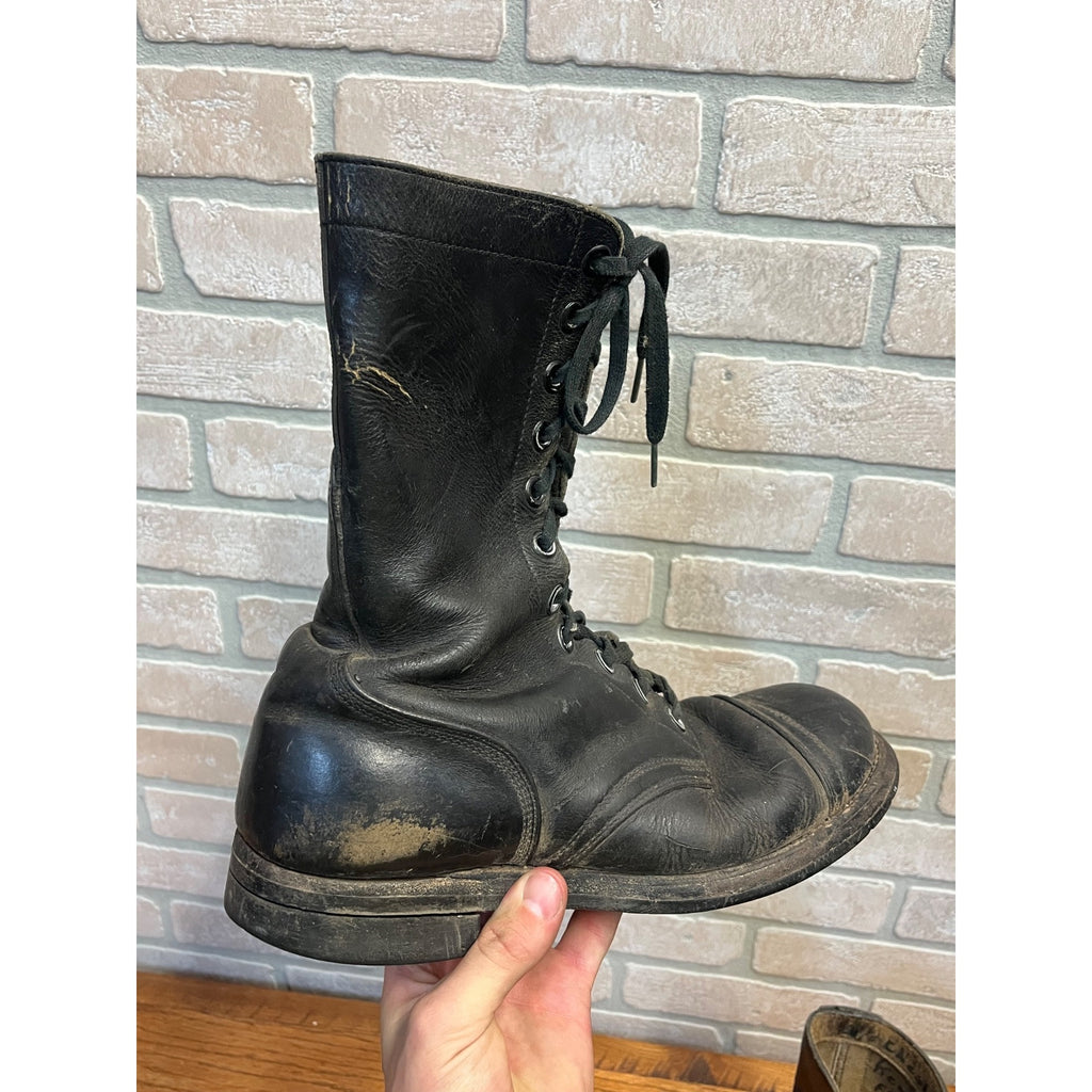 Vintage Black Combat Boots Vietnam War United States Armed Forces Panco Military Footwear Circa 1966