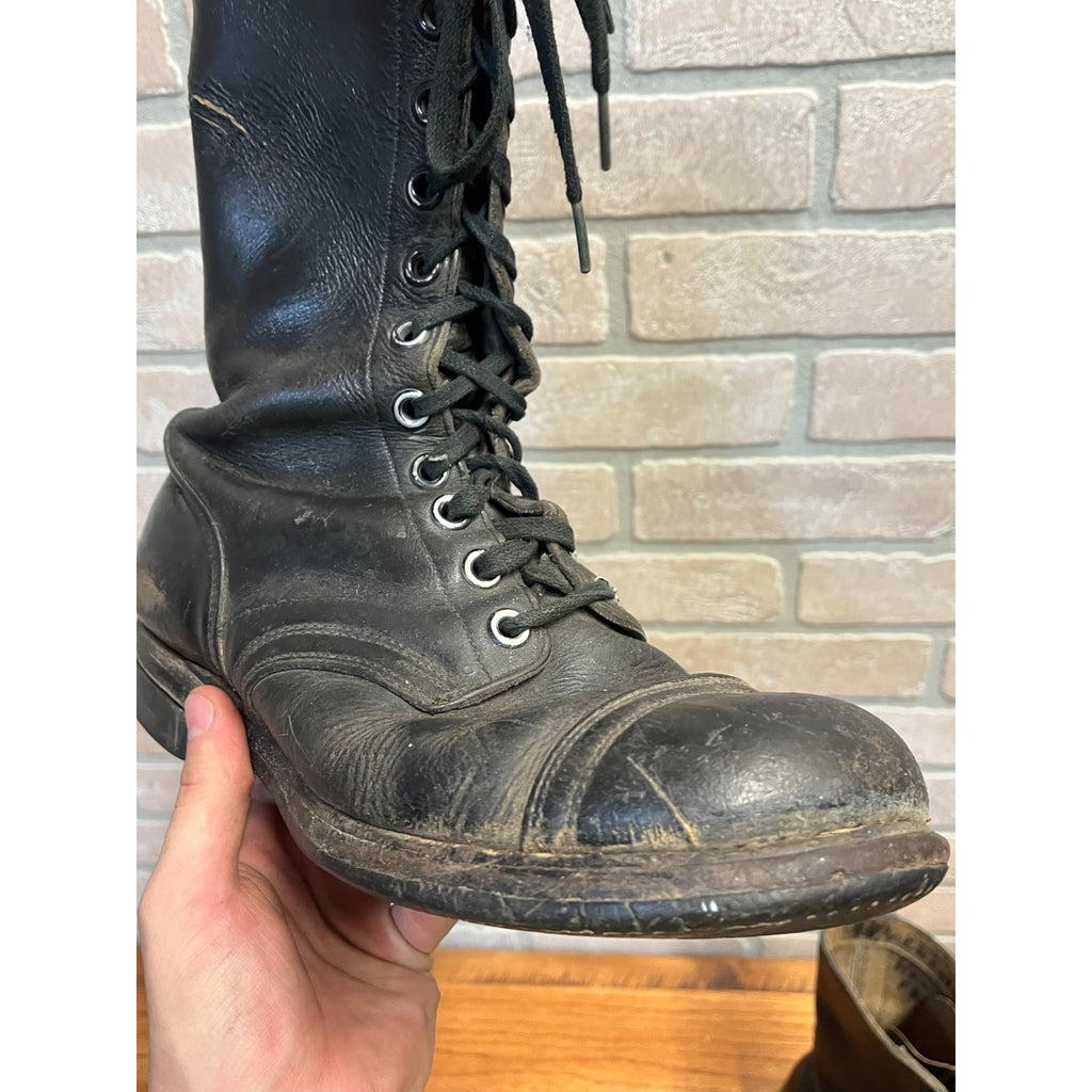 Vintage Black Combat Boots Vietnam War United States Armed Forces Panco Military Footwear Circa 1966