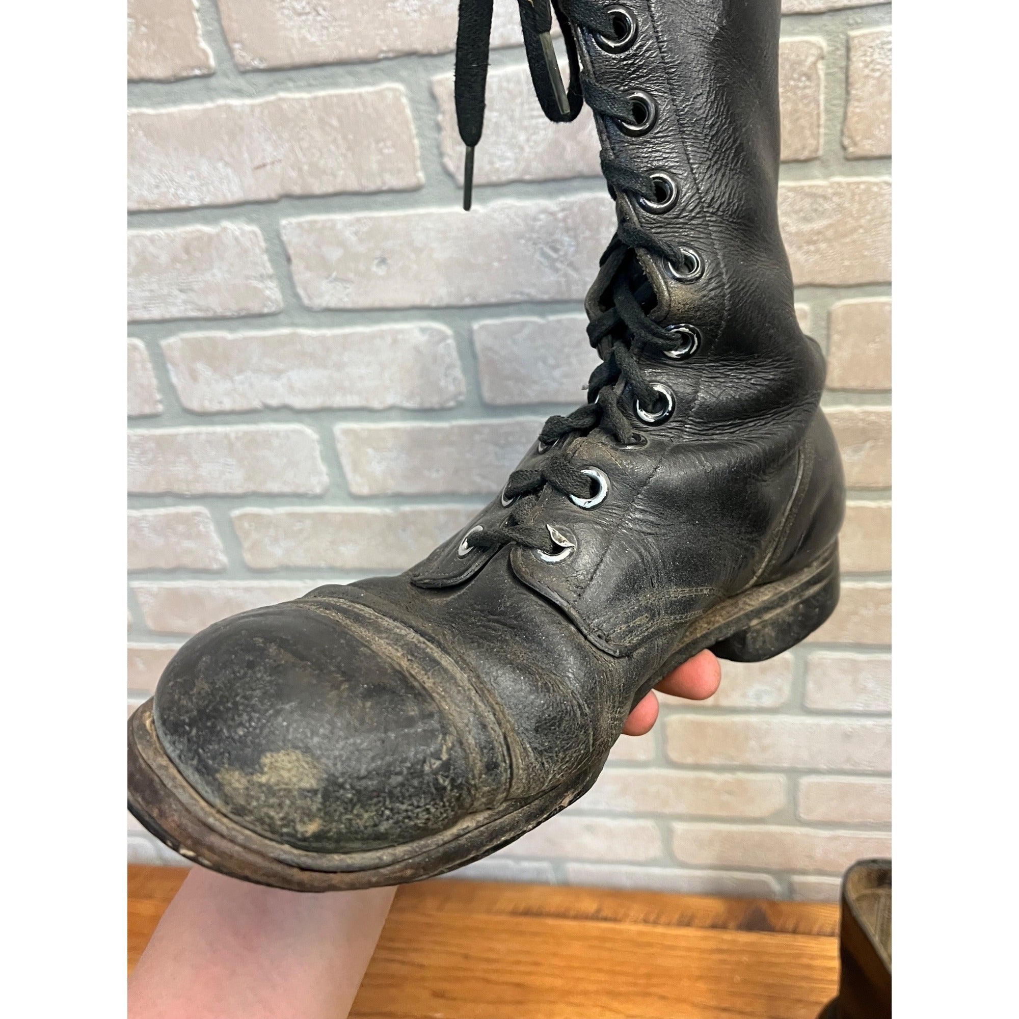Vintage Black Combat Boots Vietnam War United States Armed Forces Panco Military Footwear Circa 1966