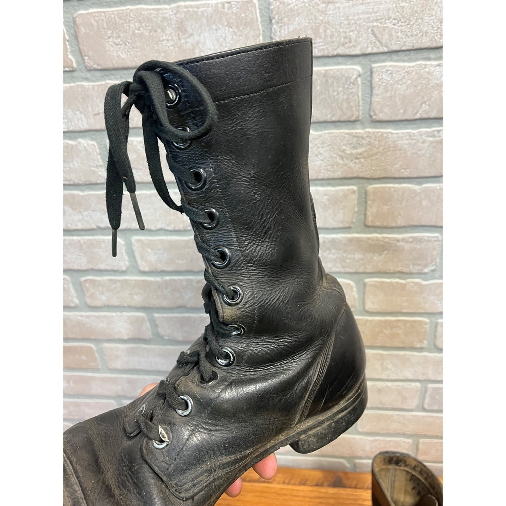 Vintage Black Combat Boots Vietnam War United States Armed Forces Panco Military Footwear Circa 1966