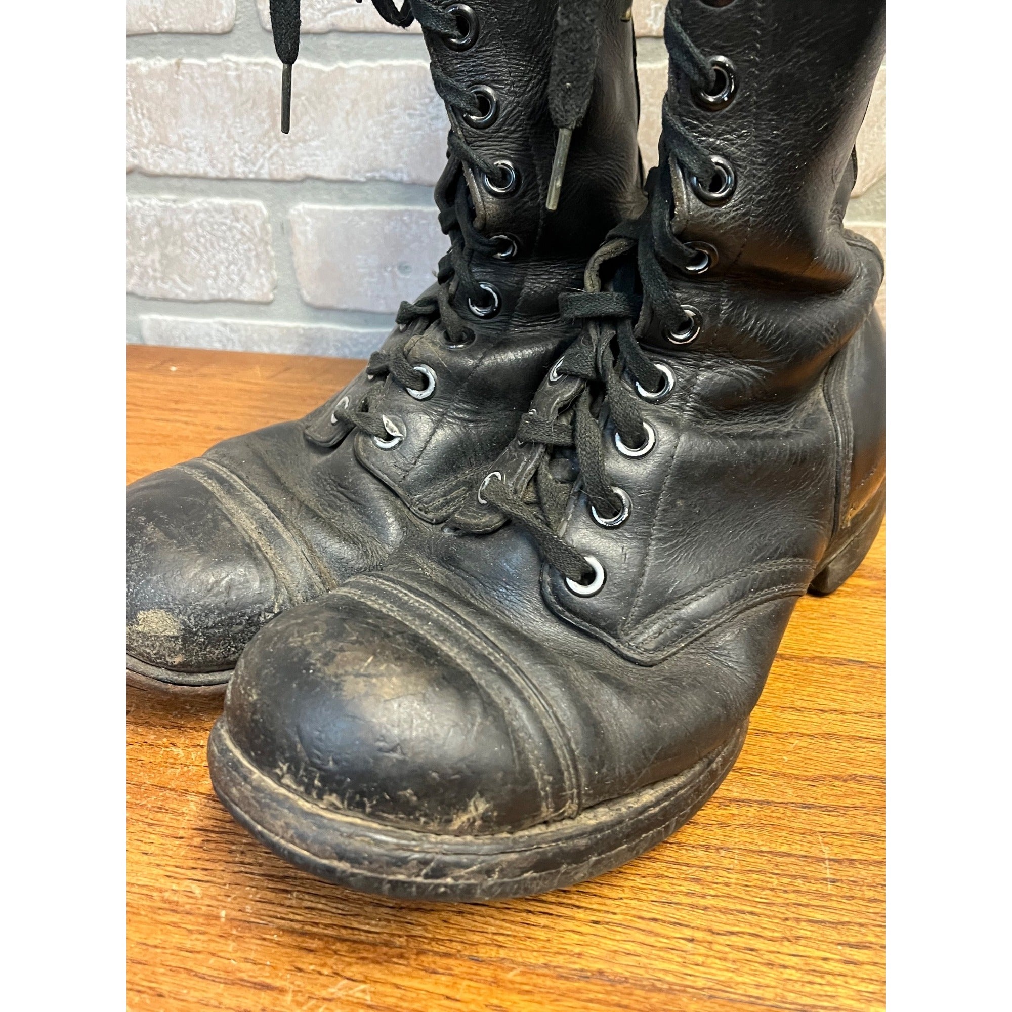 Vintage Black Combat Boots Vietnam War United States Armed Forces Panco Military Footwear Circa 1966